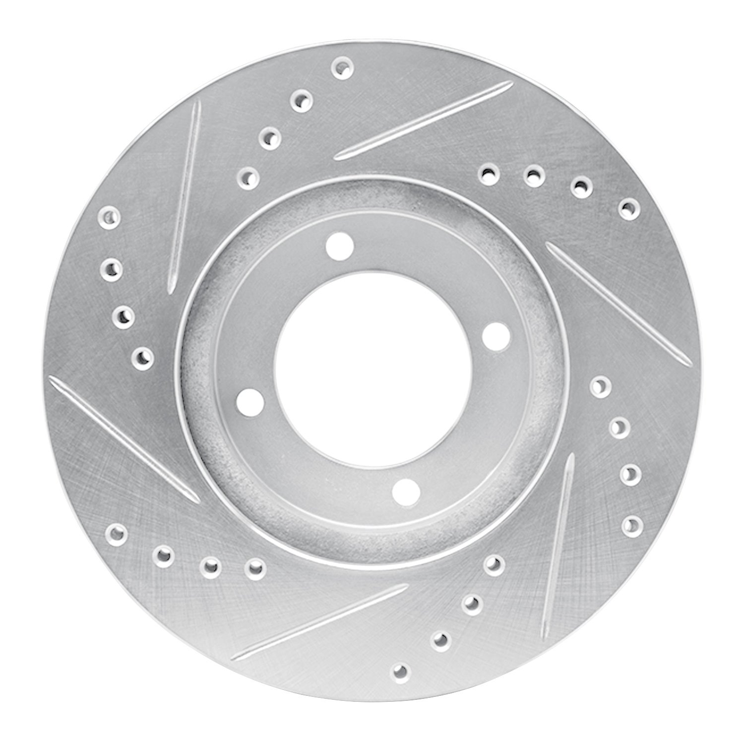 E-Line Drilled & Slotted Silver Brake Rotor, 1984-1987 Lexus/Toyota/Scion, Position: Front Right