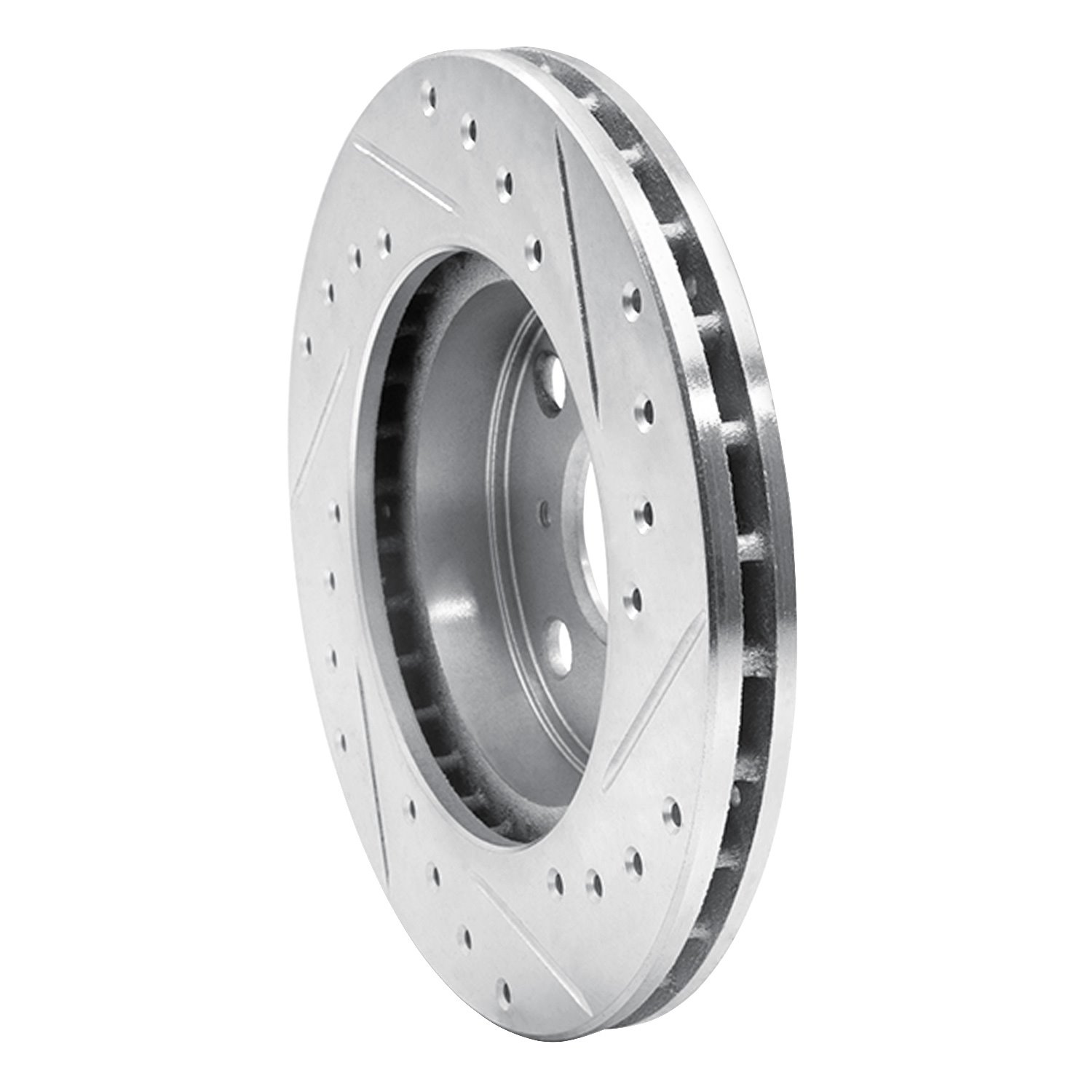 E-Line Drilled & Slotted Silver Brake Rotor, 1986-1989 Lexus/Toyota/Scion, Position: Front Left