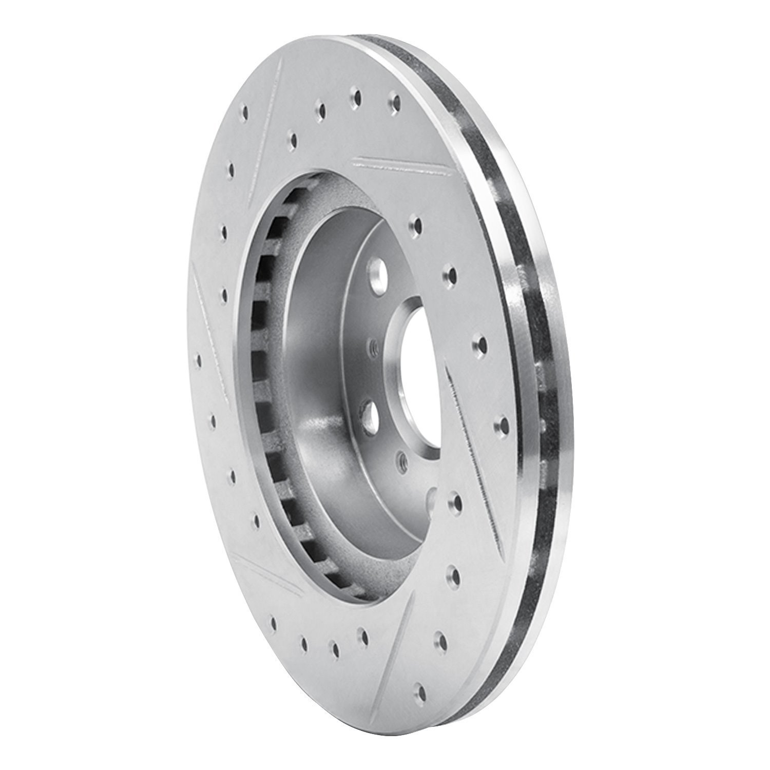 E-Line Drilled & Slotted Silver Brake Rotor, 1986-1989 Lexus/Toyota/Scion, Position: Front Right