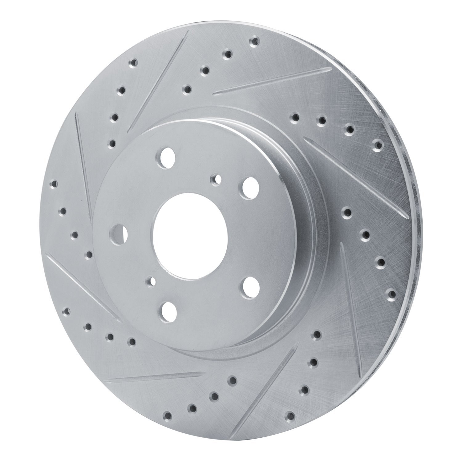 E-Line Drilled & Slotted Silver Brake Rotor, 1986-1992 Lexus/Toyota/Scion, Position: Front Left