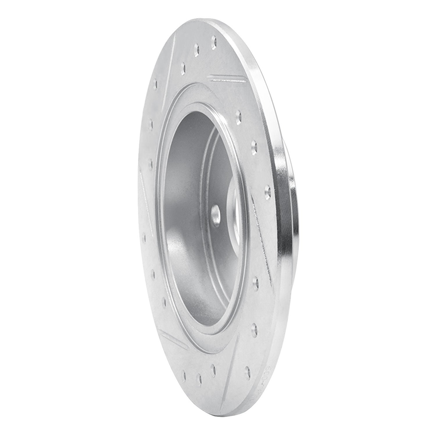 E-Line Drilled & Slotted Silver Brake Rotor, 1987-1992 Fits Multiple Makes/Models, Position: Rear Right