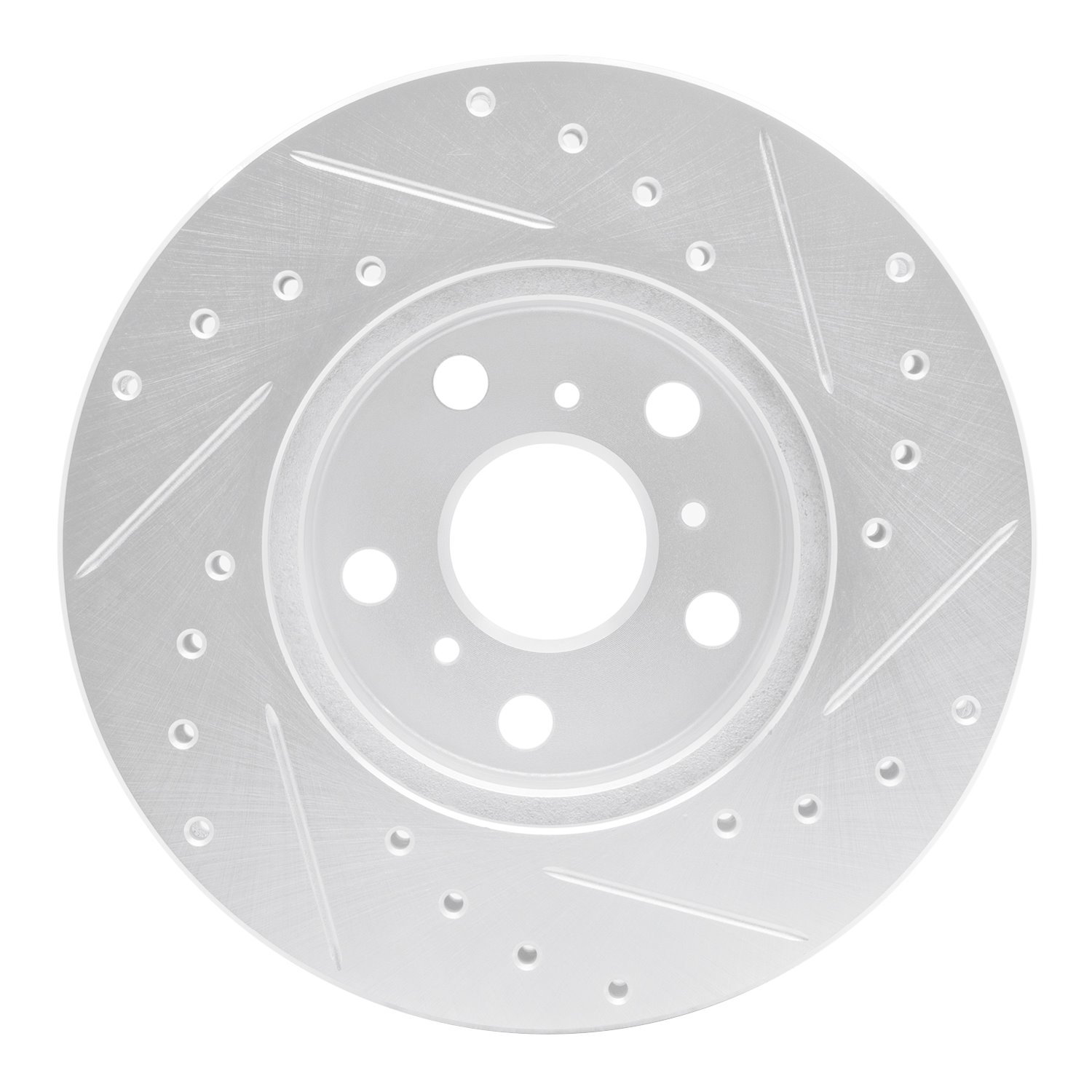 E-Line Drilled & Slotted Silver Brake Rotor, 1990-1991 Lexus/Toyota/Scion, Position: Front Left