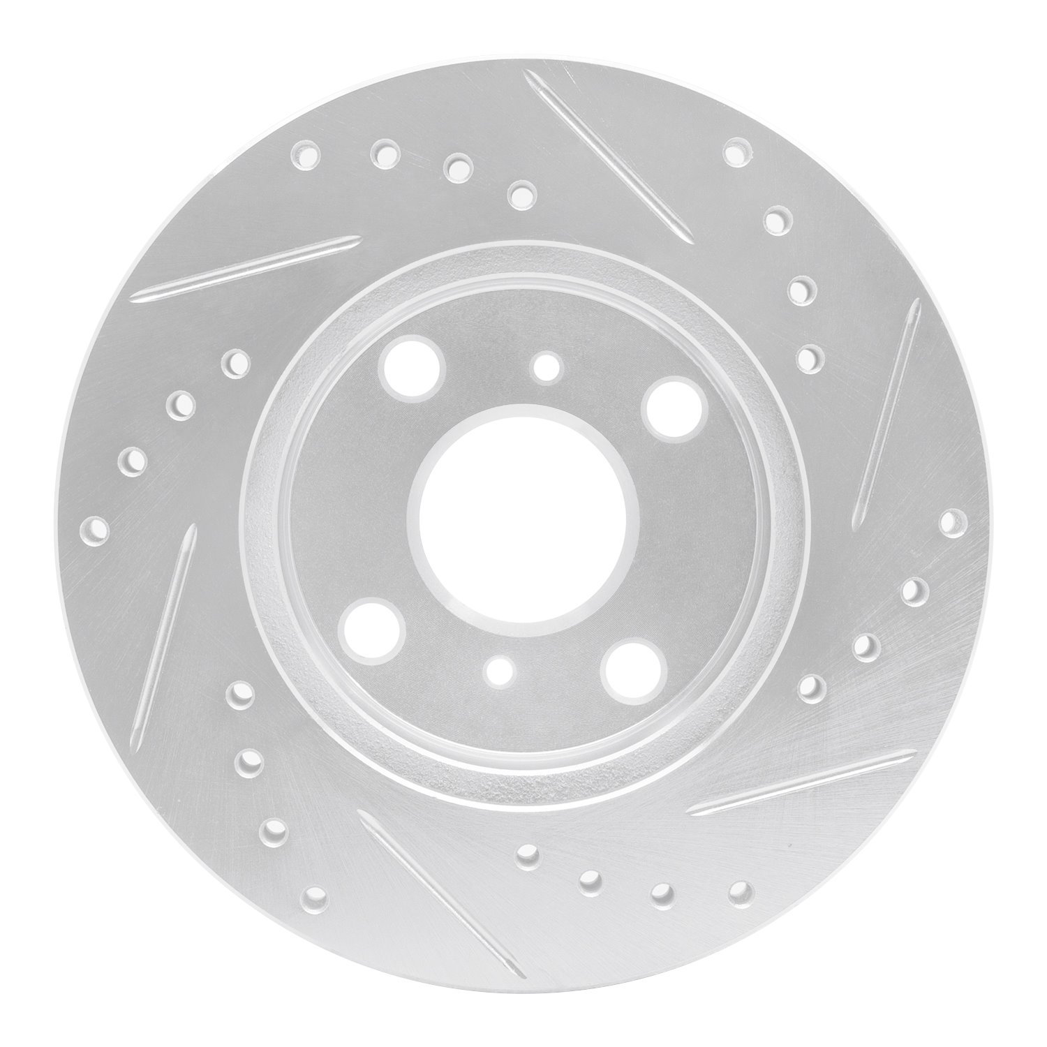 E-Line Drilled & Slotted Silver Brake Rotor, 1991-1999 Lexus/Toyota/Scion, Position: Front Left