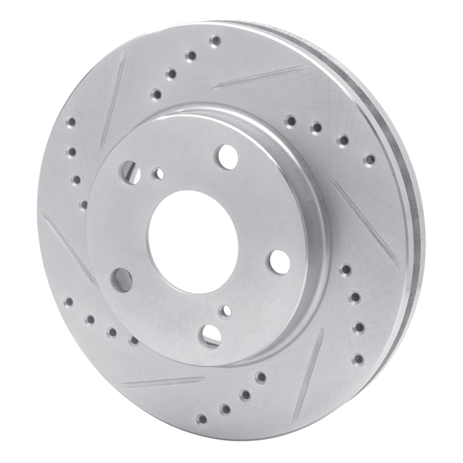 E-Line Drilled & Slotted Silver Brake Rotor, 1992-2001 Lexus/Toyota/Scion, Position: Front Left