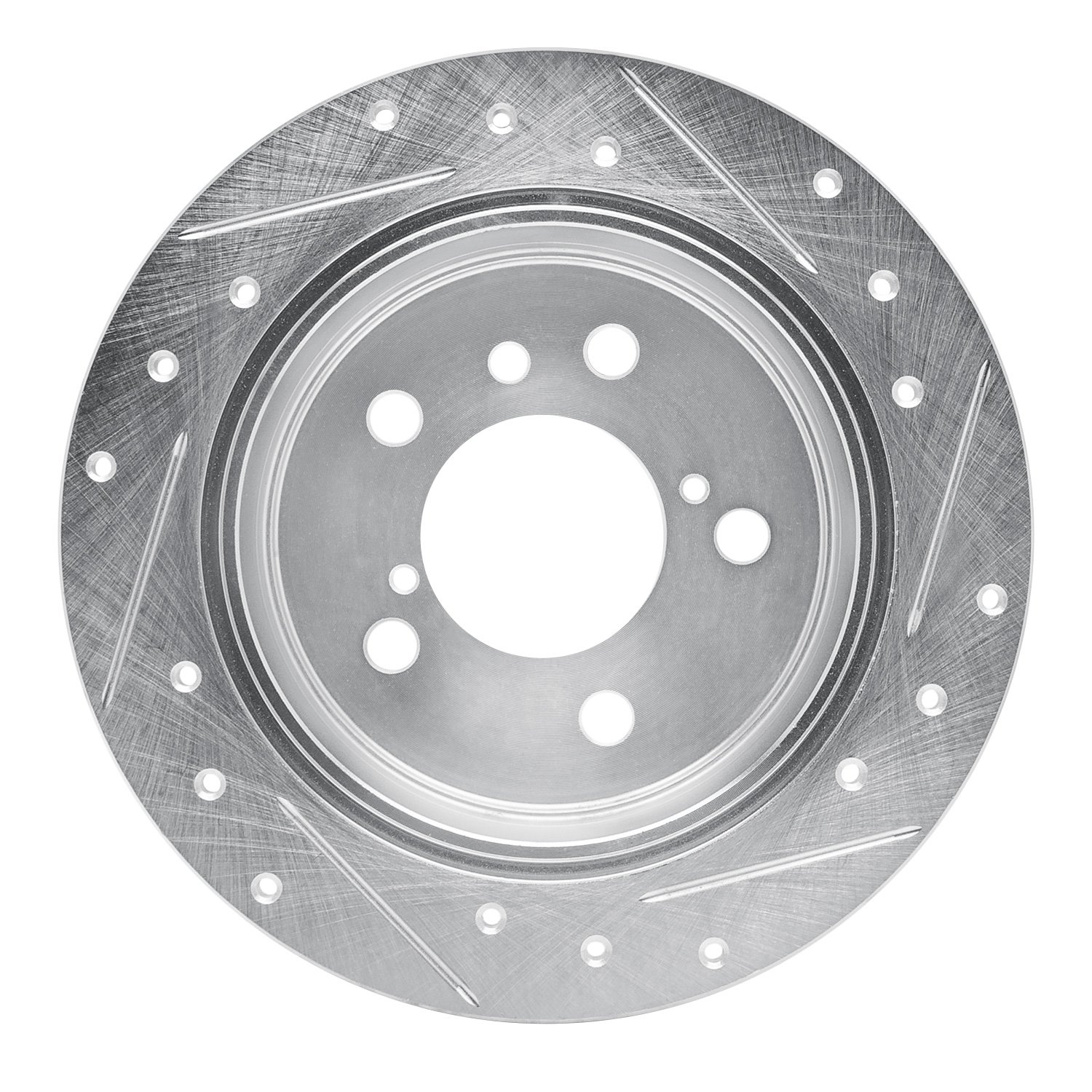 E-Line Drilled & Slotted Silver Brake Rotor, 1992-2003 Lexus/Toyota/Scion, Position: Rear Left