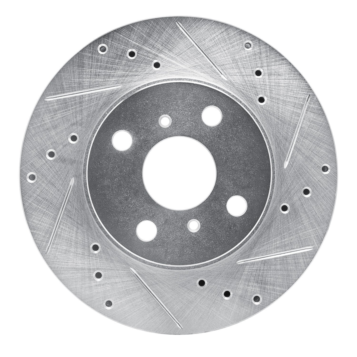 E-Line Drilled & Slotted Silver Brake Rotor, 1993-2002 Fits Multiple Makes/Models, Position: Front Right