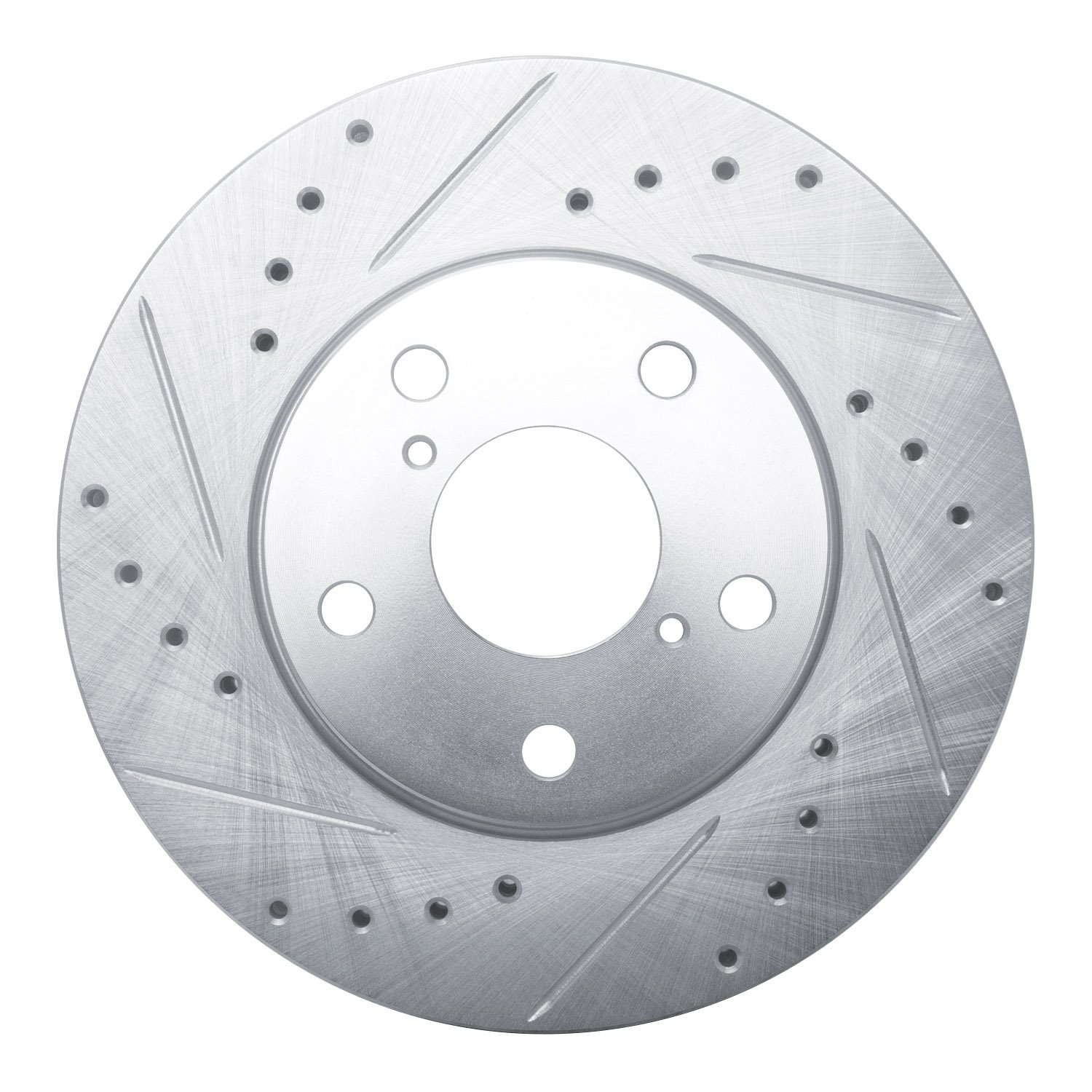 E-Line Drilled & Slotted Silver Brake Rotor, 1992-1995 Lexus/Toyota/Scion, Position: Front Left