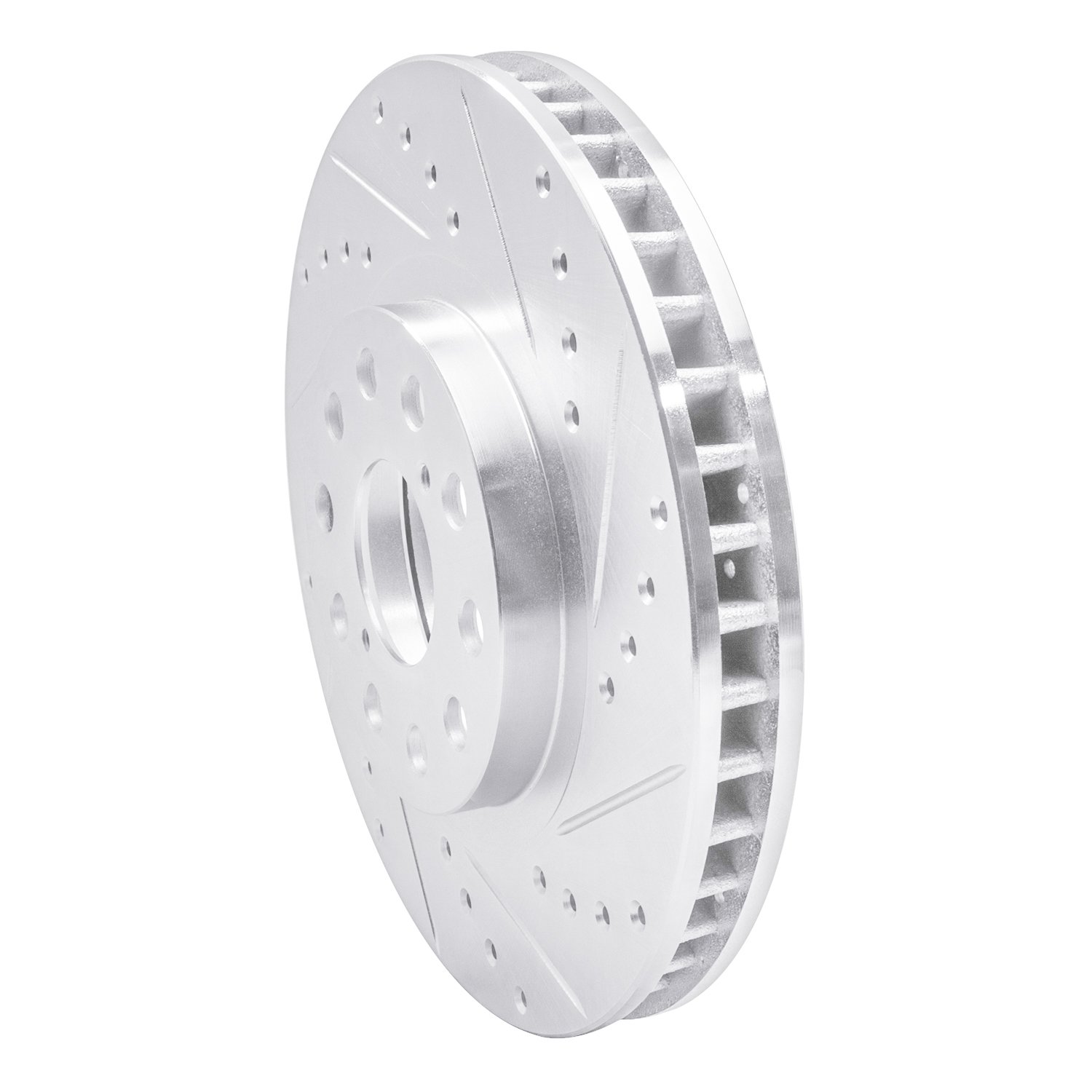 E-Line Drilled & Slotted Silver Brake Rotor, 1993-1998 Lexus/Toyota/Scion, Position: Front Right