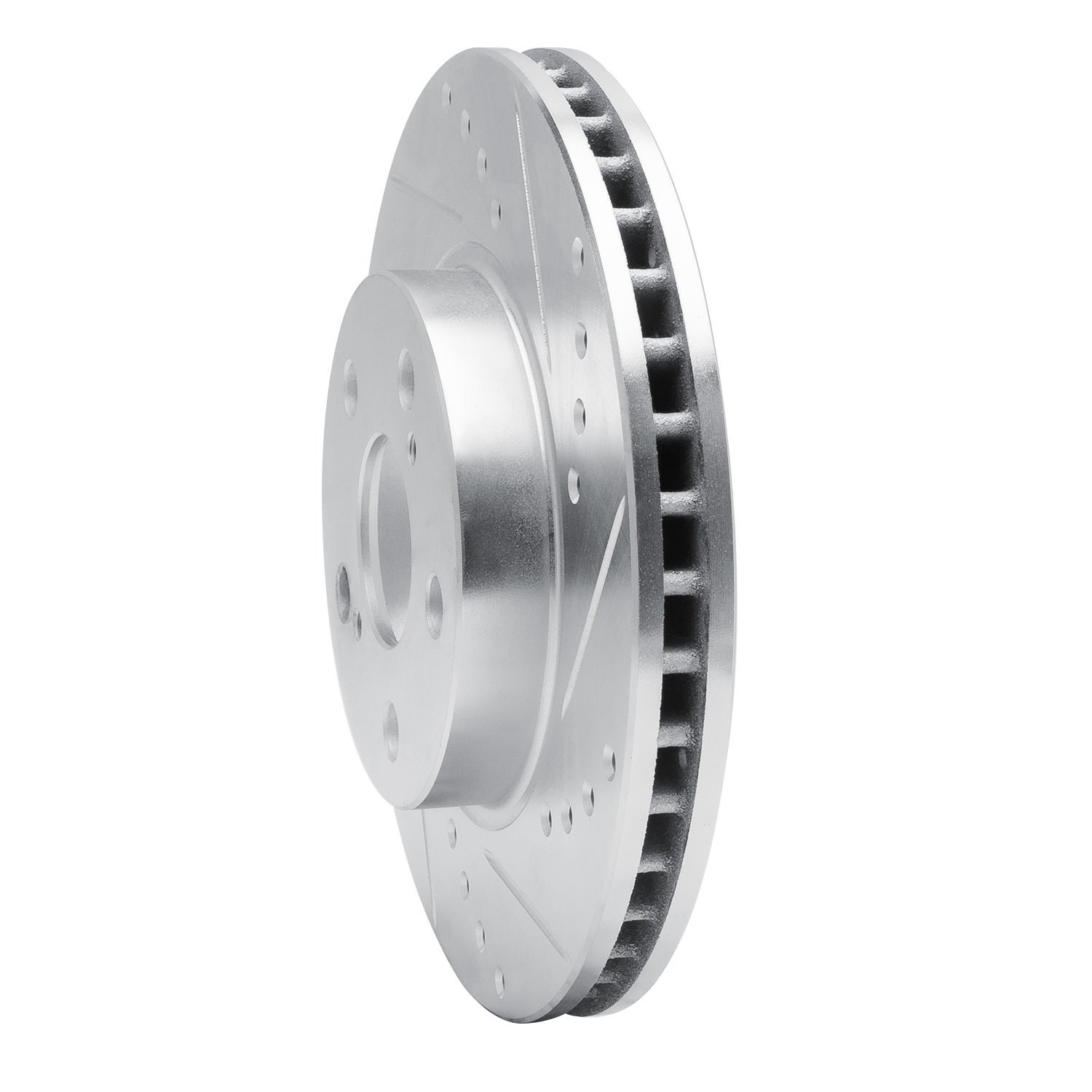 E-Line Drilled & Slotted Silver Brake Rotor, 1994-2000 Lexus/Toyota/Scion, Position: Front Right