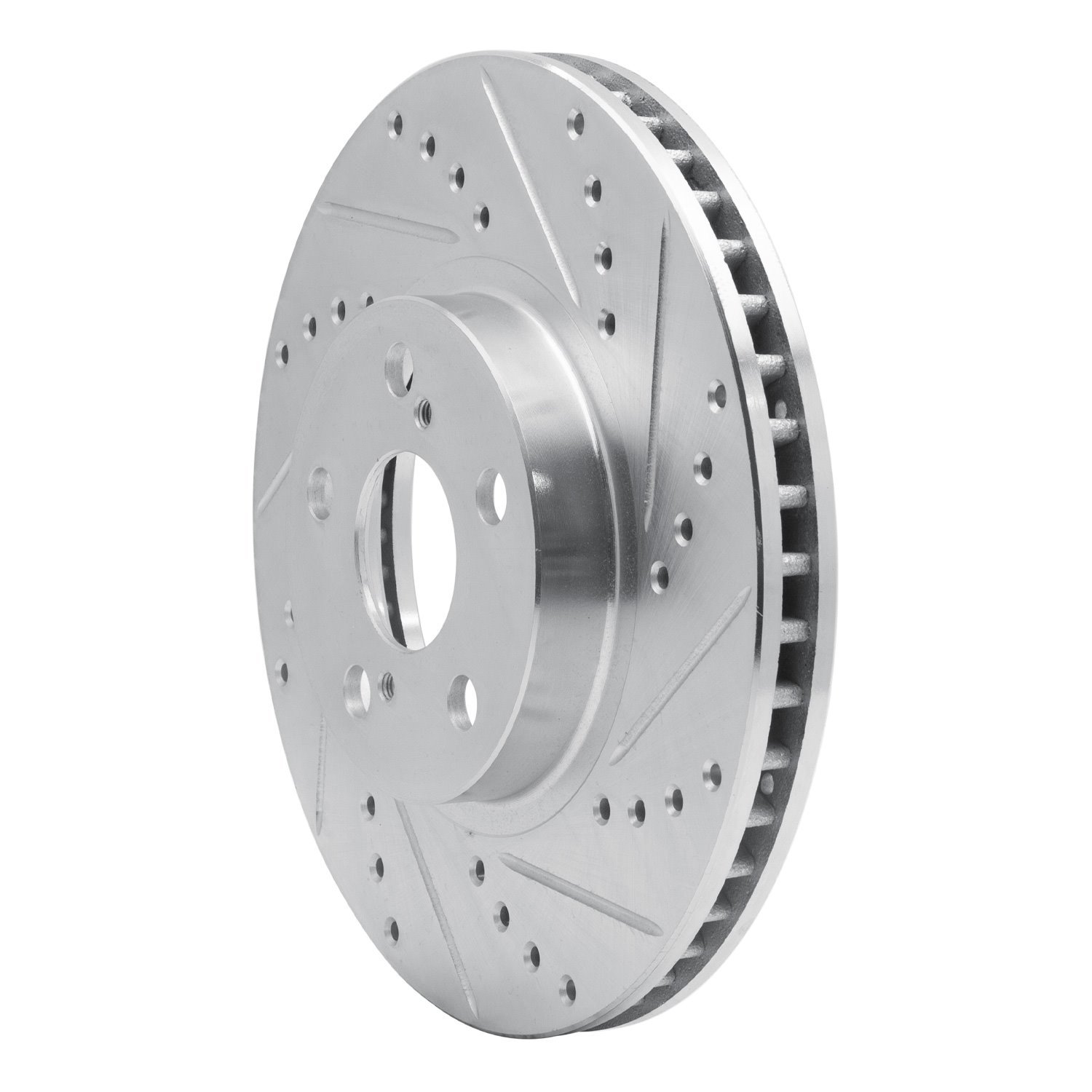 E-Line Drilled & Slotted Silver Brake Rotor, 2000-2010 Fits Multiple Makes/Models, Position: Front Right