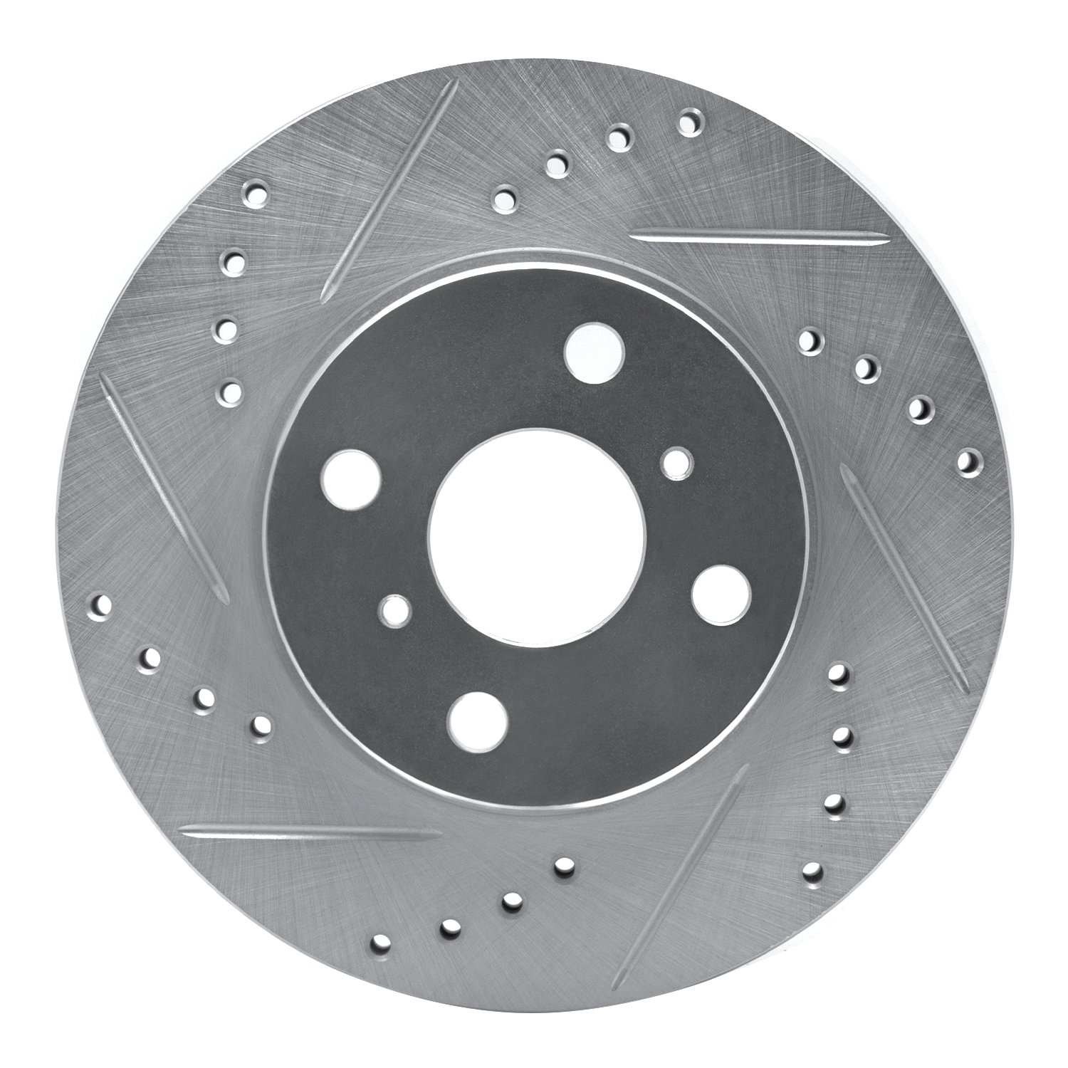 E-Line Drilled & Slotted Silver Brake Rotor, 2000-2005 Lexus/Toyota/Scion, Position: Front Left