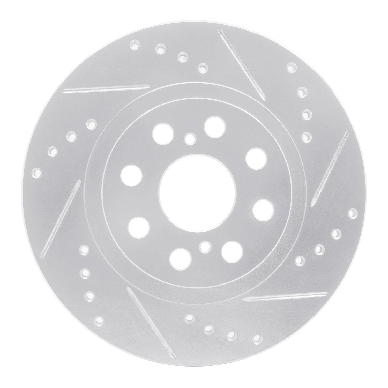 E-Line Drilled & Slotted Silver Brake Rotor, 2000-2005 Lexus/Toyota/Scion, Position: Rear Right