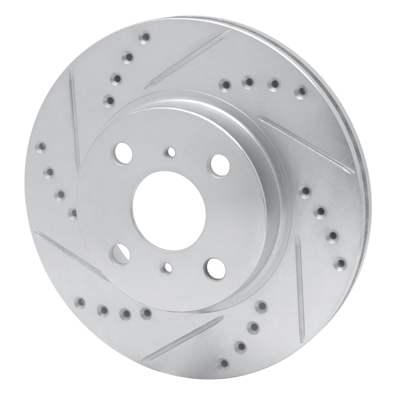 E-Line Drilled & Slotted Silver Brake Rotor, 2001-2003 Lexus/Toyota/Scion, Position: Front Left