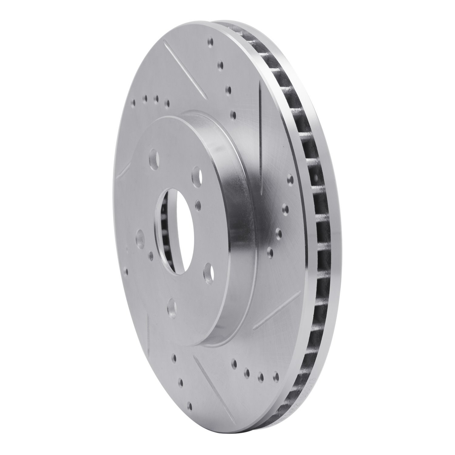 E-Line Drilled & Slotted Silver Brake Rotor, 2002-2015 Lexus/Toyota/Scion, Position: Front Right