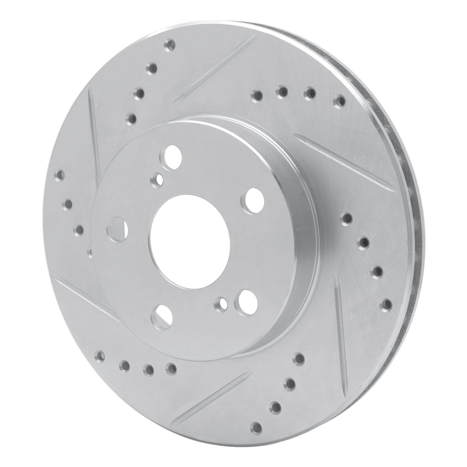 E-Line Drilled & Slotted Silver Brake Rotor, 2004-2009 Lexus/Toyota/Scion, Position: Front Left