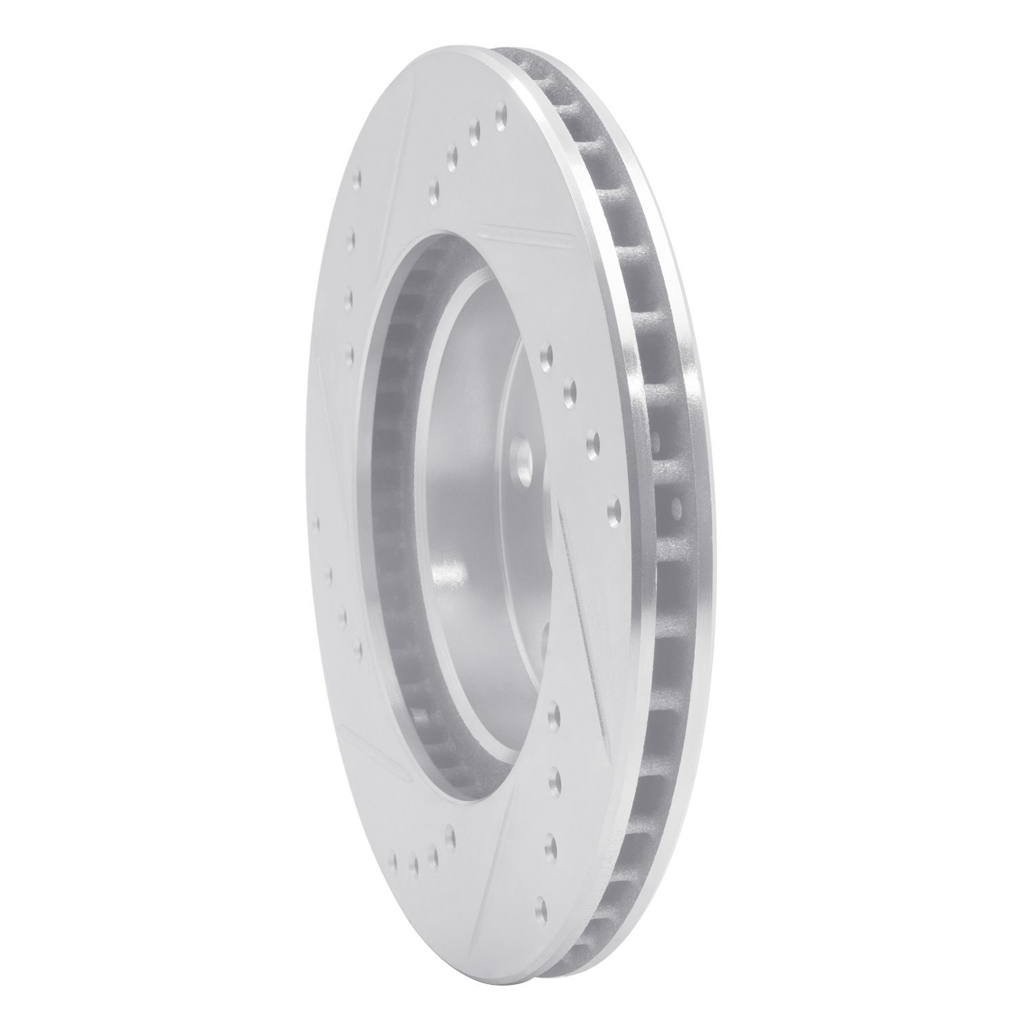 E-Line Drilled & Slotted Silver Brake Rotor, 2004-2009 Lexus/Toyota/Scion, Position: Front Right