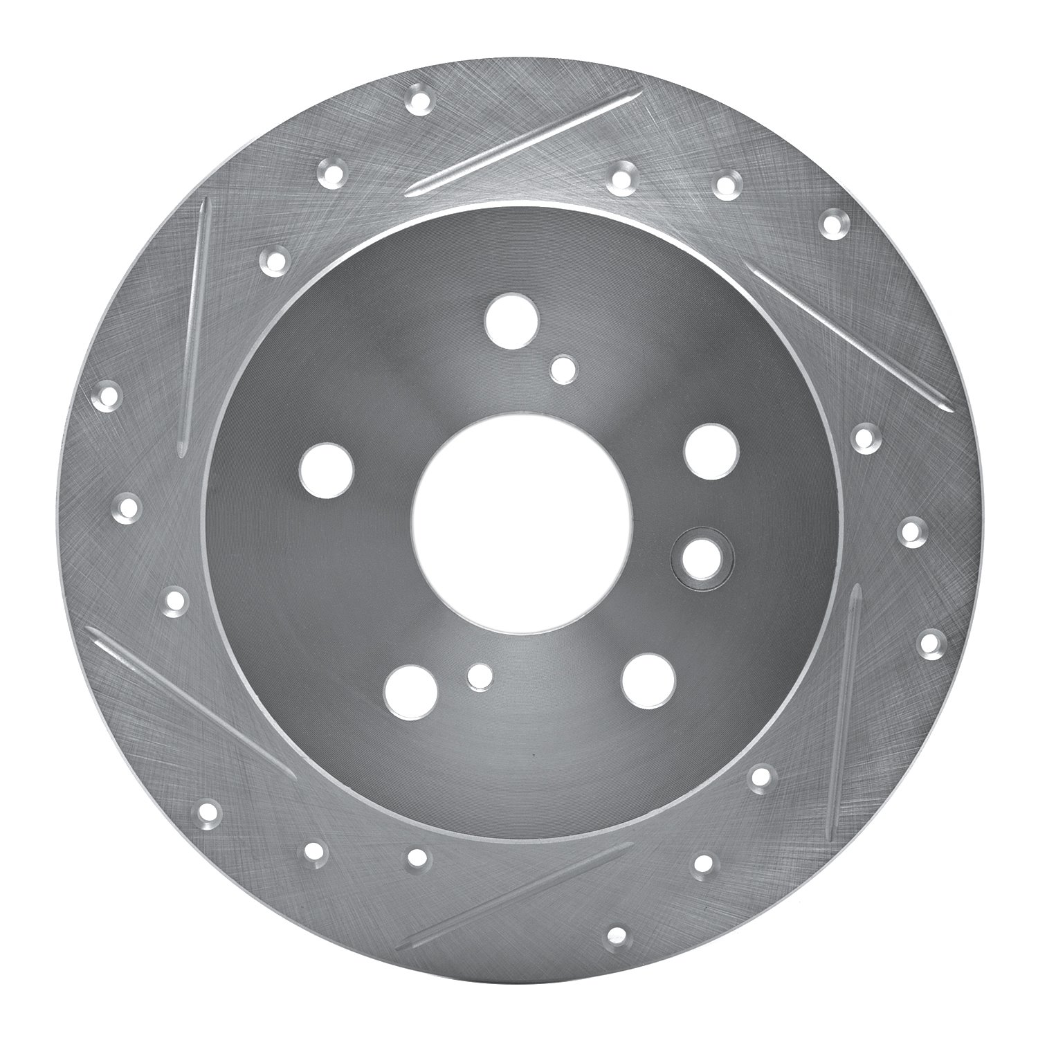 E-Line Drilled & Slotted Silver Brake Rotor, 2007-2012 Lexus/Toyota/Scion, Position: Rear Left