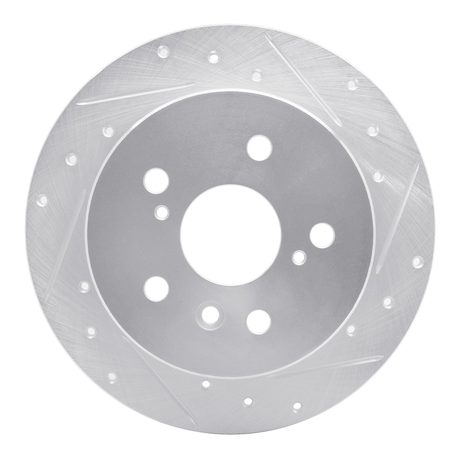 E-Line Drilled & Slotted Silver Brake Rotor, 2007-2012 Lexus/Toyota/Scion, Position: Rear Right