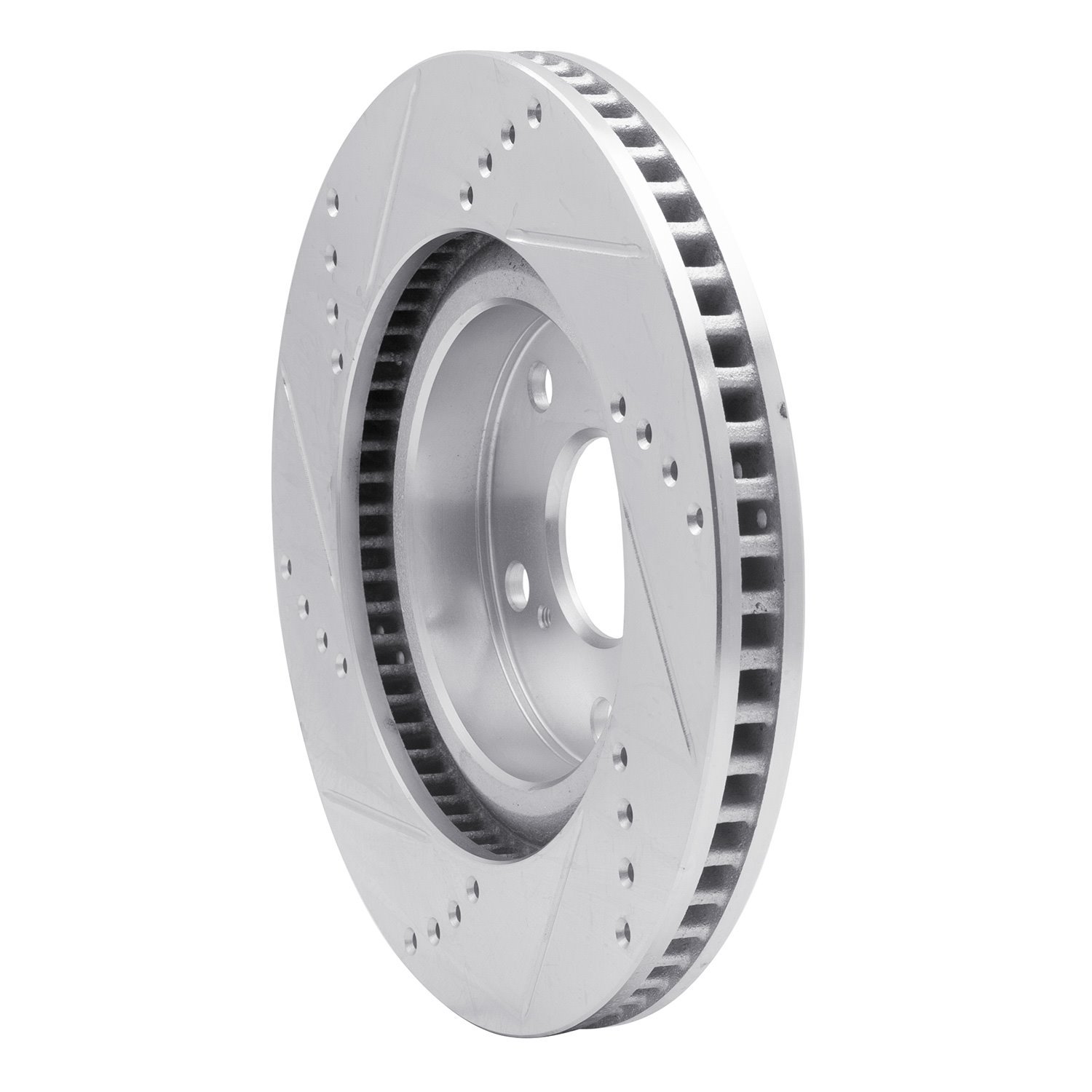 E-Line Drilled & Slotted Silver Brake Rotor, 2006-2020 Fits Multiple Makes/Models, Position: Front Right