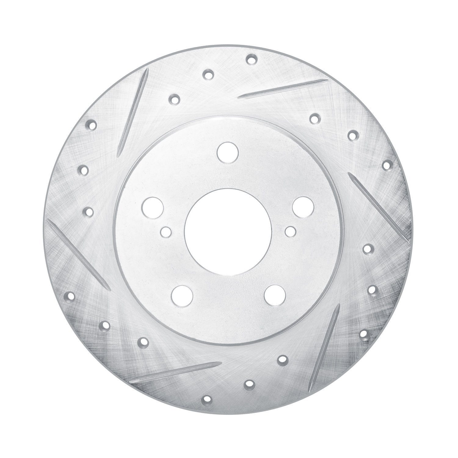 E-Line Drilled & Slotted Silver Brake Rotor, 2008-2018 Fits Multiple Makes/Models, Position: Rear Left