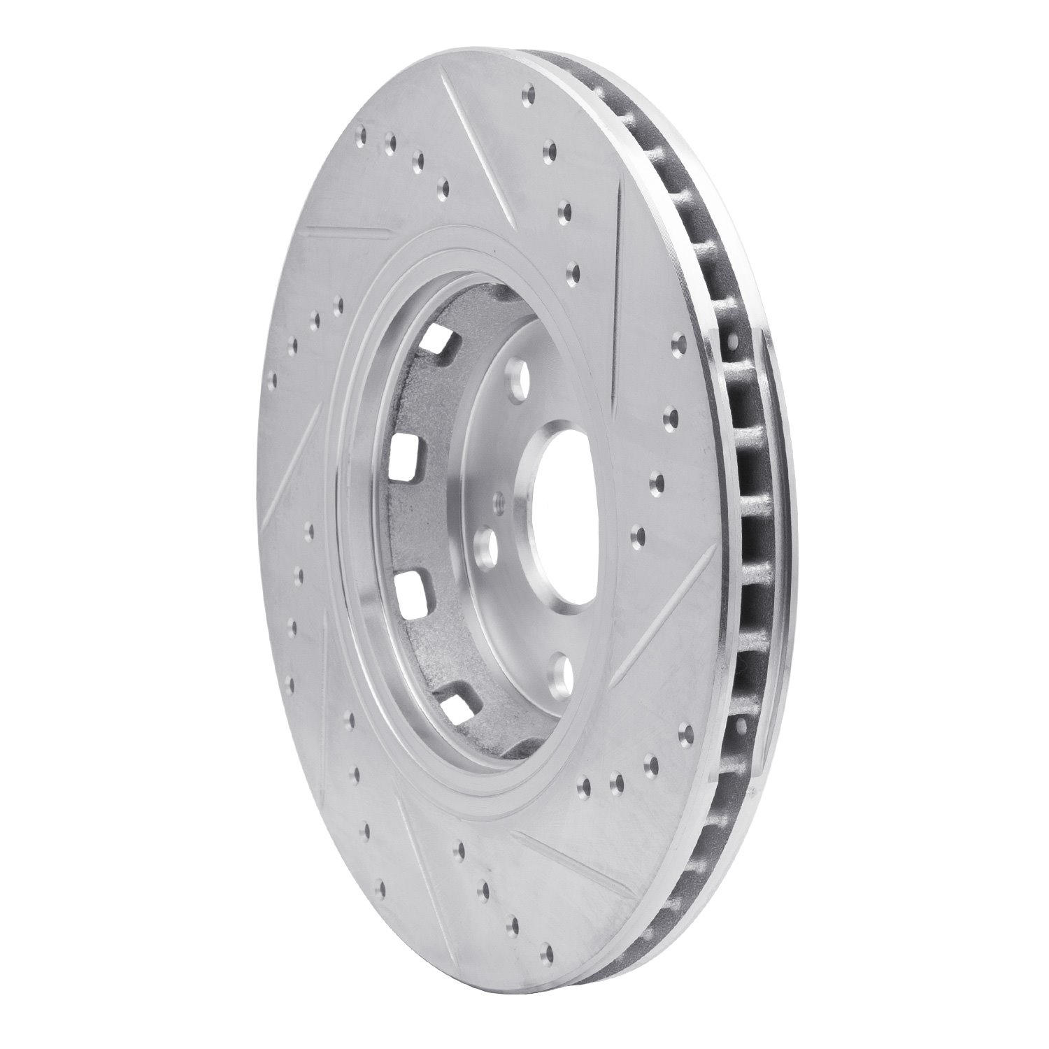 E-Line Drilled & Slotted Silver Brake Rotor, 2009-2015 Lexus/Toyota/Scion, Position: Front Left