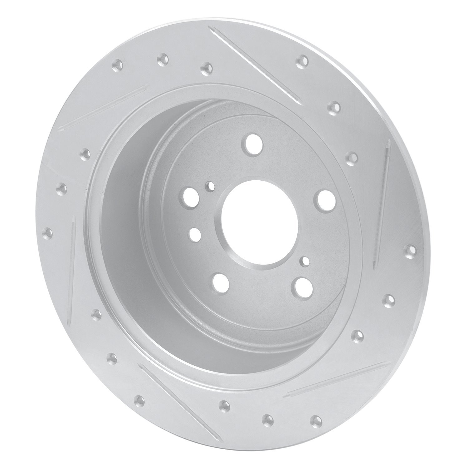 E-Line Drilled & Slotted Silver Brake Rotor, 2009-2015 Lexus/Toyota/Scion, Position: Rear Left