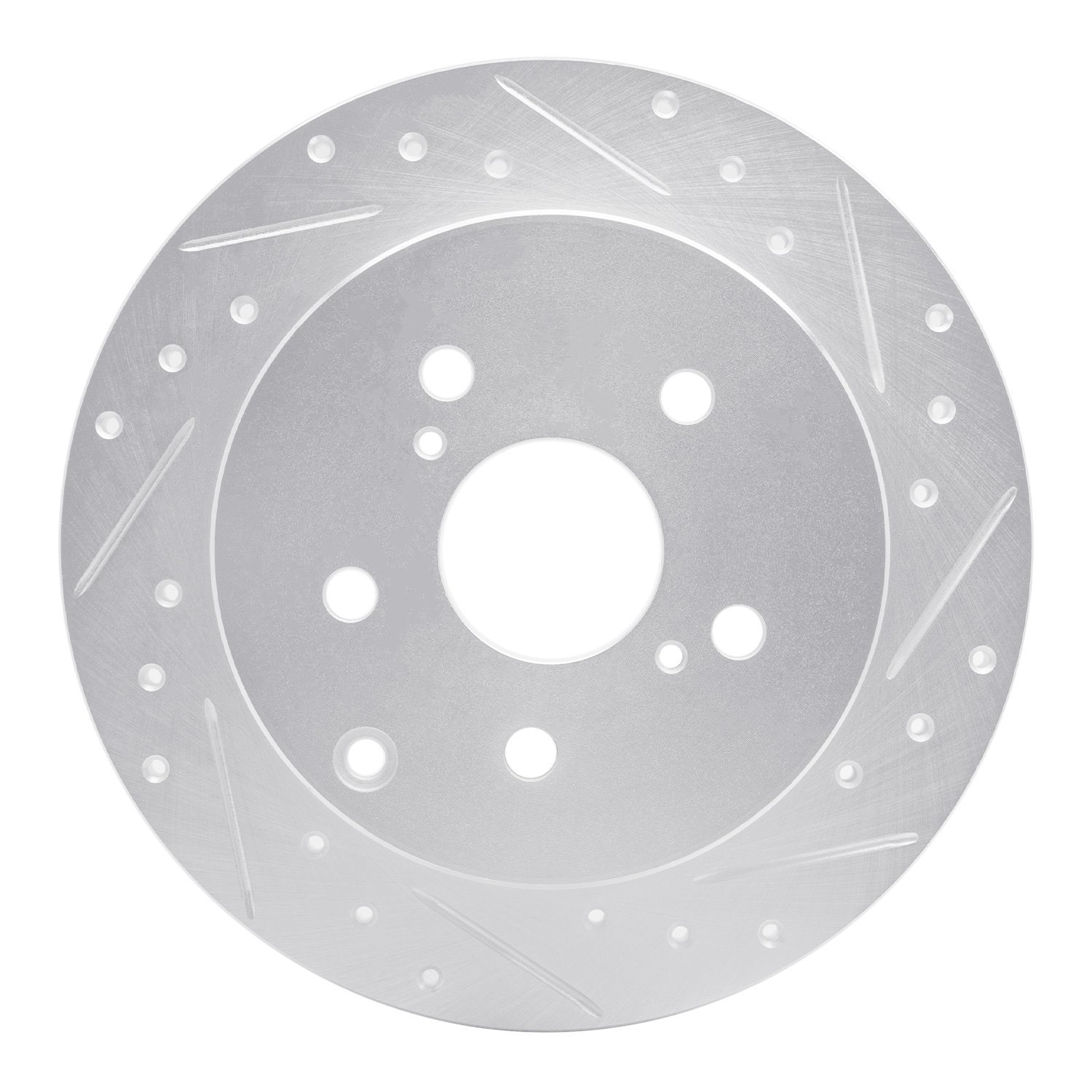 E-Line Drilled & Slotted Silver Brake Rotor, 2012-2020 Lexus/Toyota/Scion, Position: Rear Right