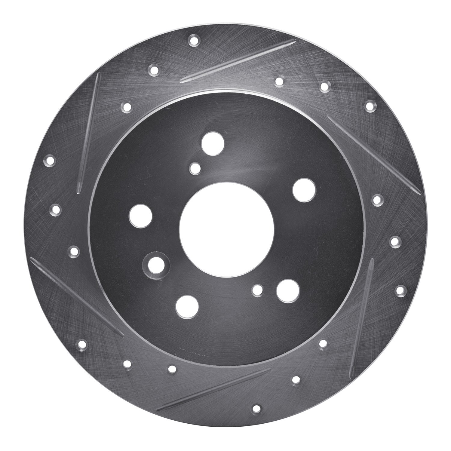 E-Line Drilled & Slotted Silver Brake Rotor, 2012-2018 Lexus/Toyota/Scion, Position: Rear Left