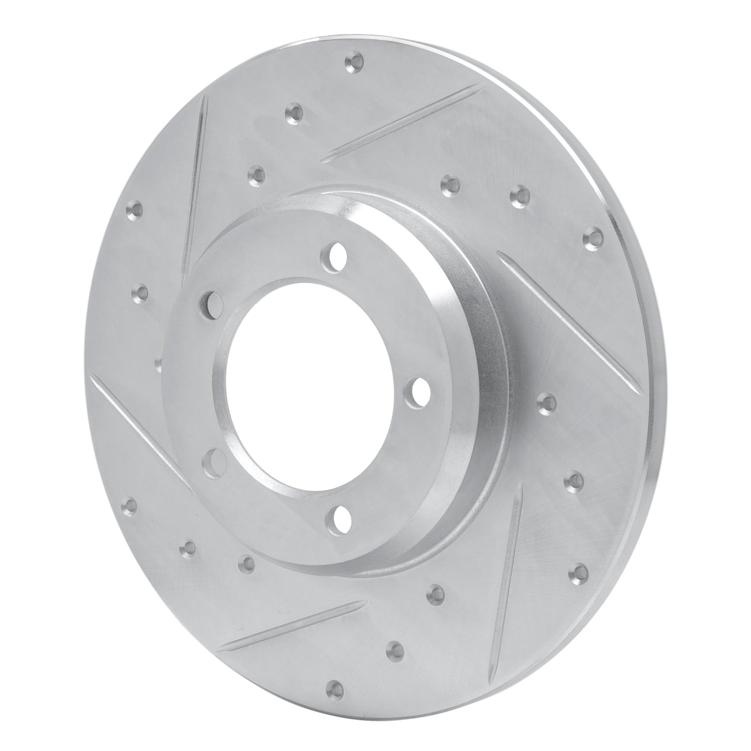E-Line Drilled & Slotted Silver Brake Rotor, 1975-1983 Lexus/Toyota/Scion, Position: Front Left