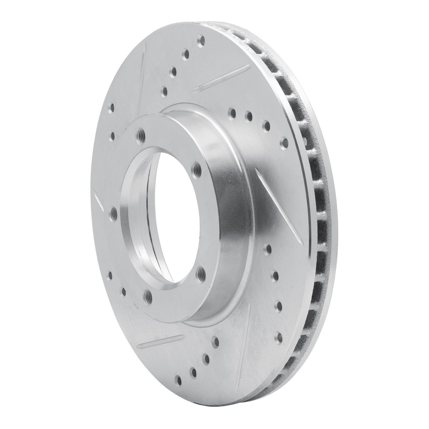 E-Line Drilled & Slotted Silver Brake Rotor, 1984-1995 Lexus/Toyota/Scion, Position: Front Left