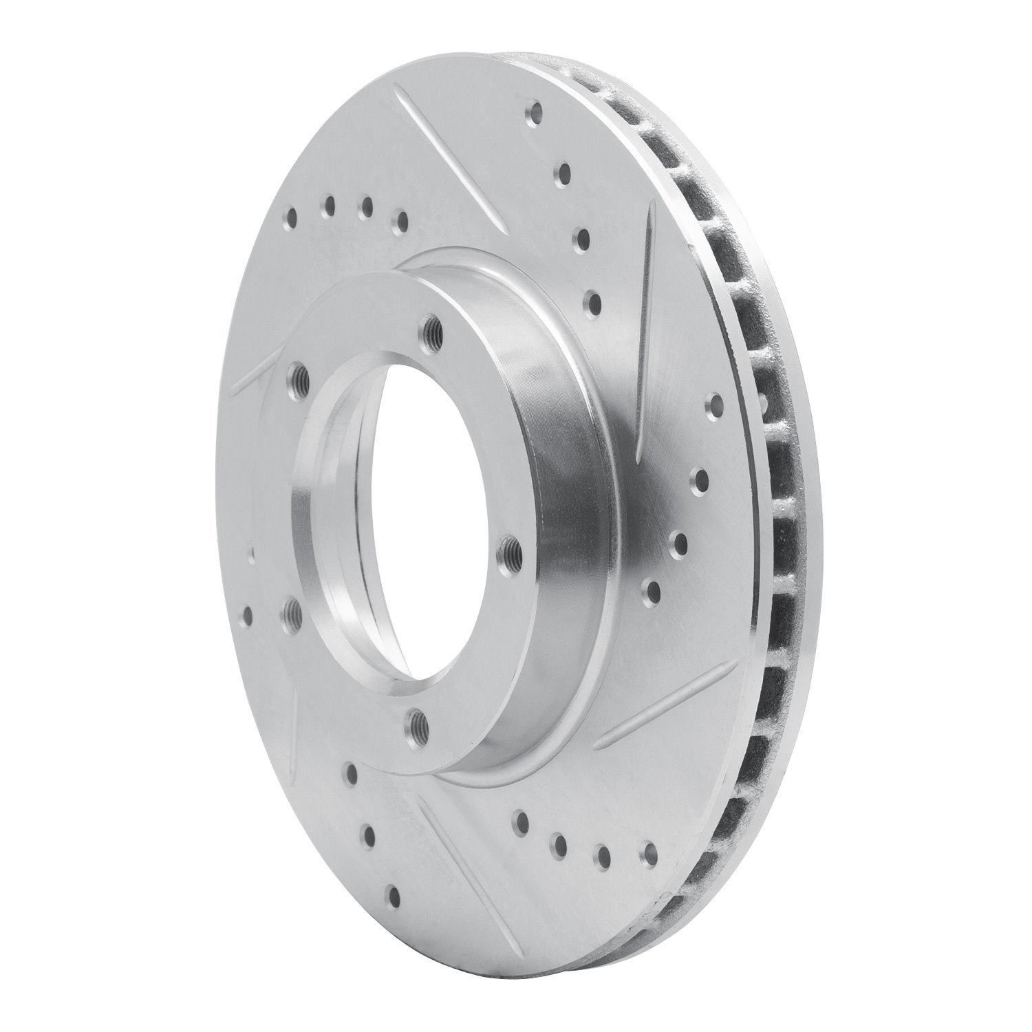 E-Line Drilled & Slotted Silver Brake Rotor, 1984-1995 Lexus/Toyota/Scion, Position: Front Right