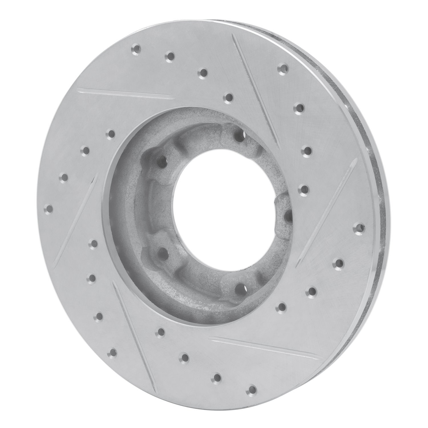 E-Line Drilled & Slotted Silver Brake Rotor, 1985-1992 Lexus/Toyota/Scion, Position: Front Left