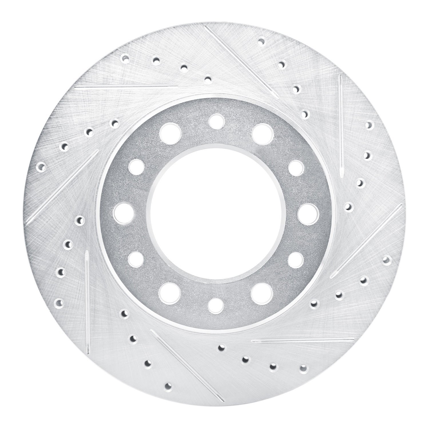 E-Line Drilled & Slotted Silver Brake Rotor, 1976-1980 Lexus/Toyota/Scion, Position: Front Right