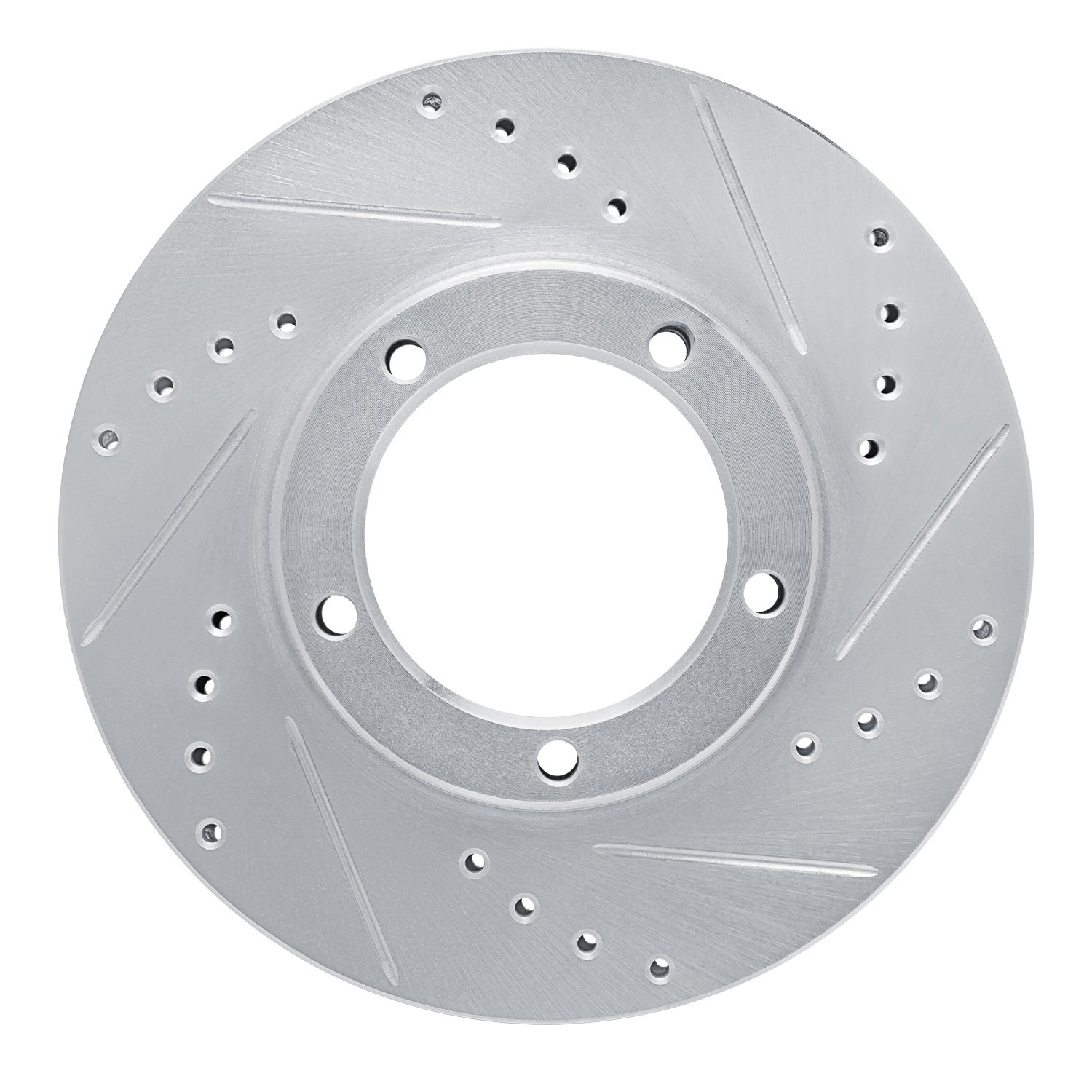 E-Line Drilled & Slotted Silver Brake Rotor, 1986-1989 Lexus/Toyota/Scion, Position: Front Right
