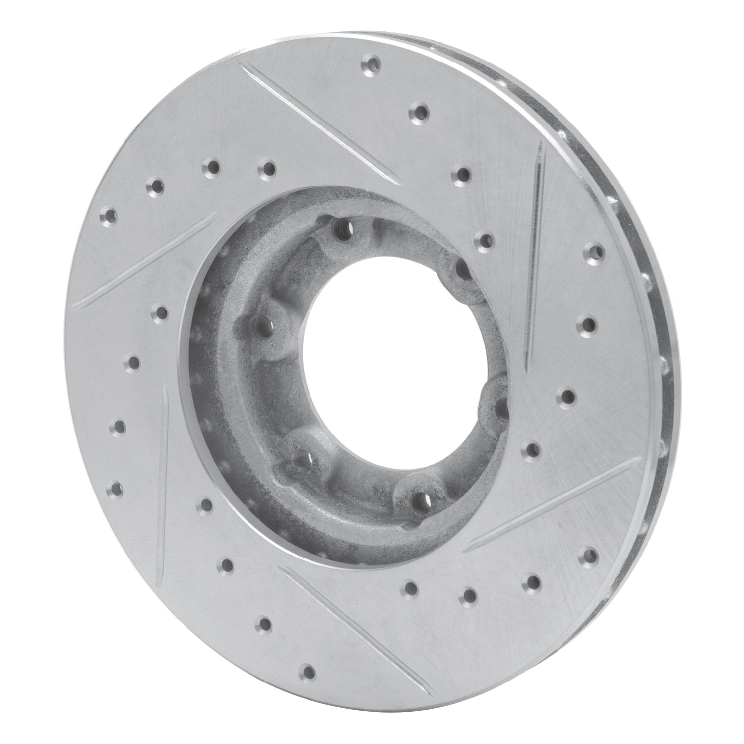 E-Line Drilled & Slotted Silver Brake Rotor, 1987-1988 Lexus/Toyota/Scion, Position: Front Left