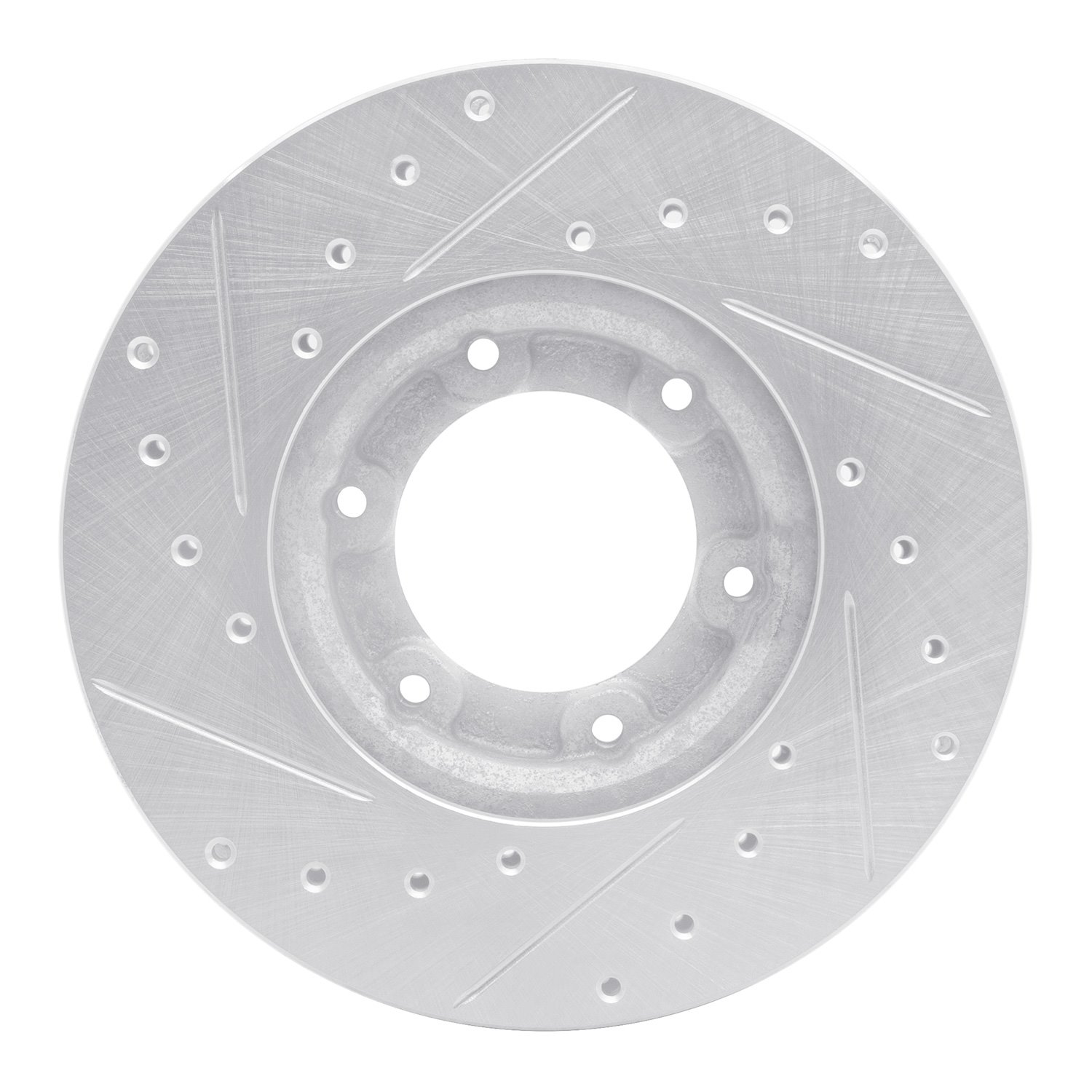 E-Line Drilled & Slotted Silver Brake Rotor, 1987-1988 Lexus/Toyota/Scion, Position: Front Right