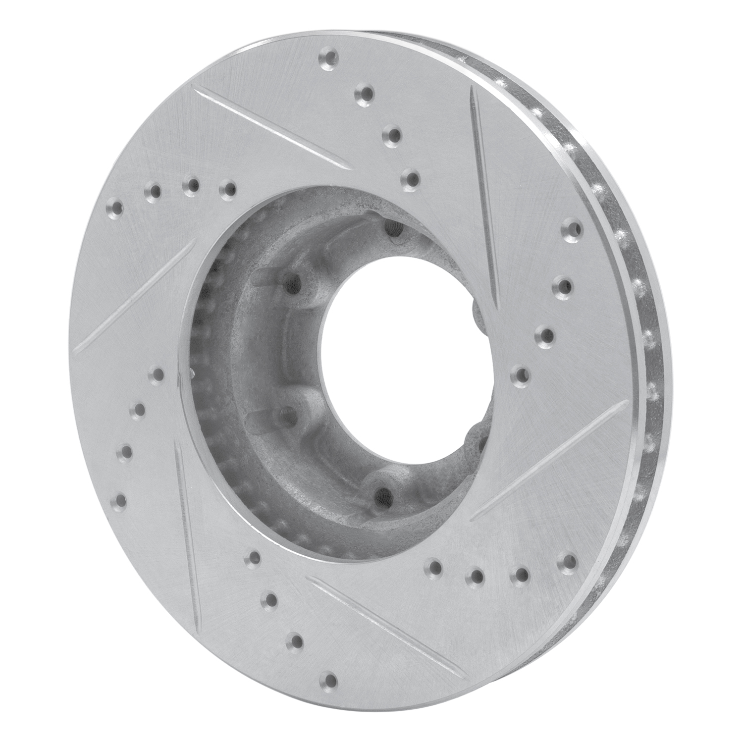 E-Line Drilled & Slotted Silver Brake Rotor, 1989-1993 Lexus/Toyota/Scion, Position: Front Left
