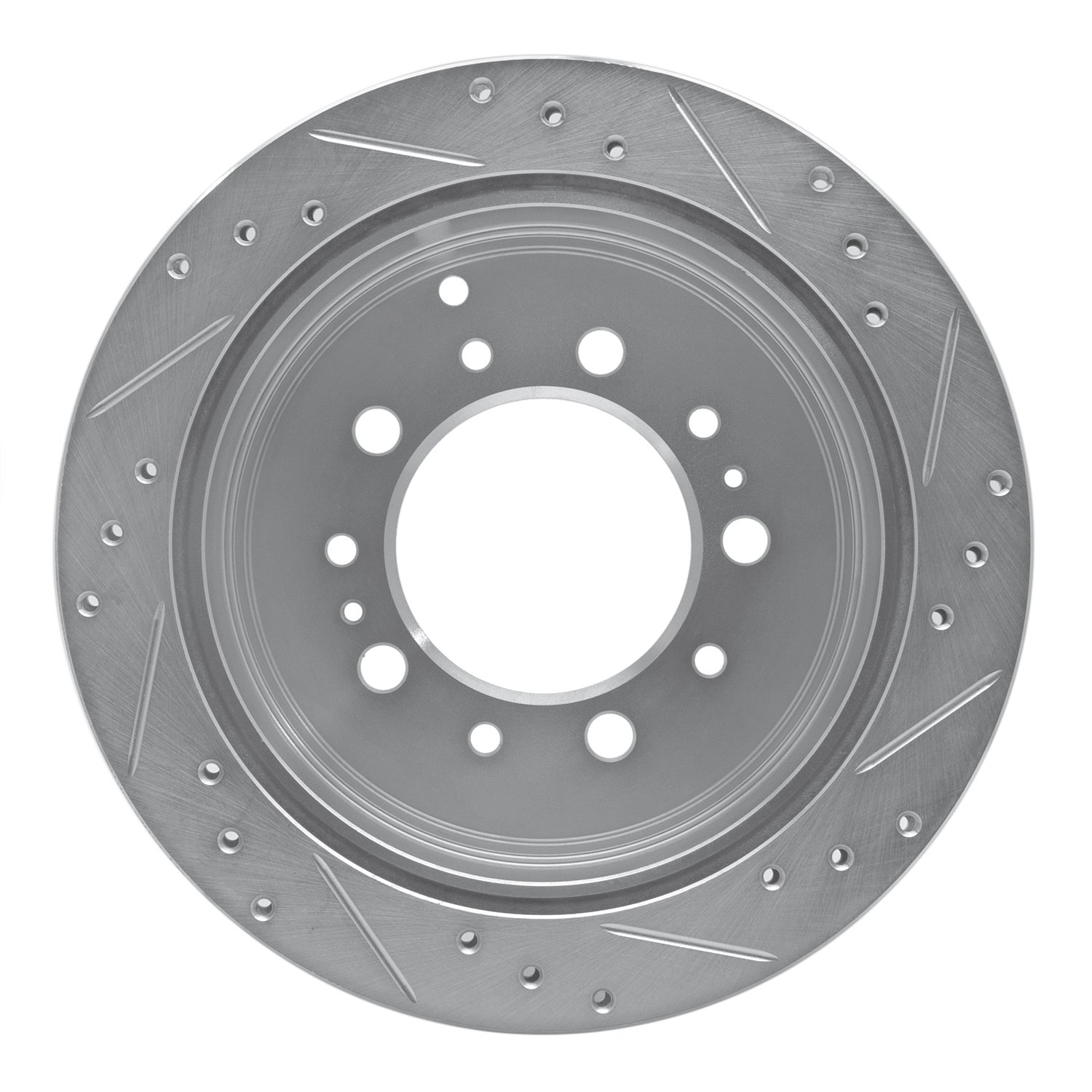 E-Line Drilled & Slotted Silver Brake Rotor, 1998-2007 Lexus/Toyota/Scion, Position: Rear Left
