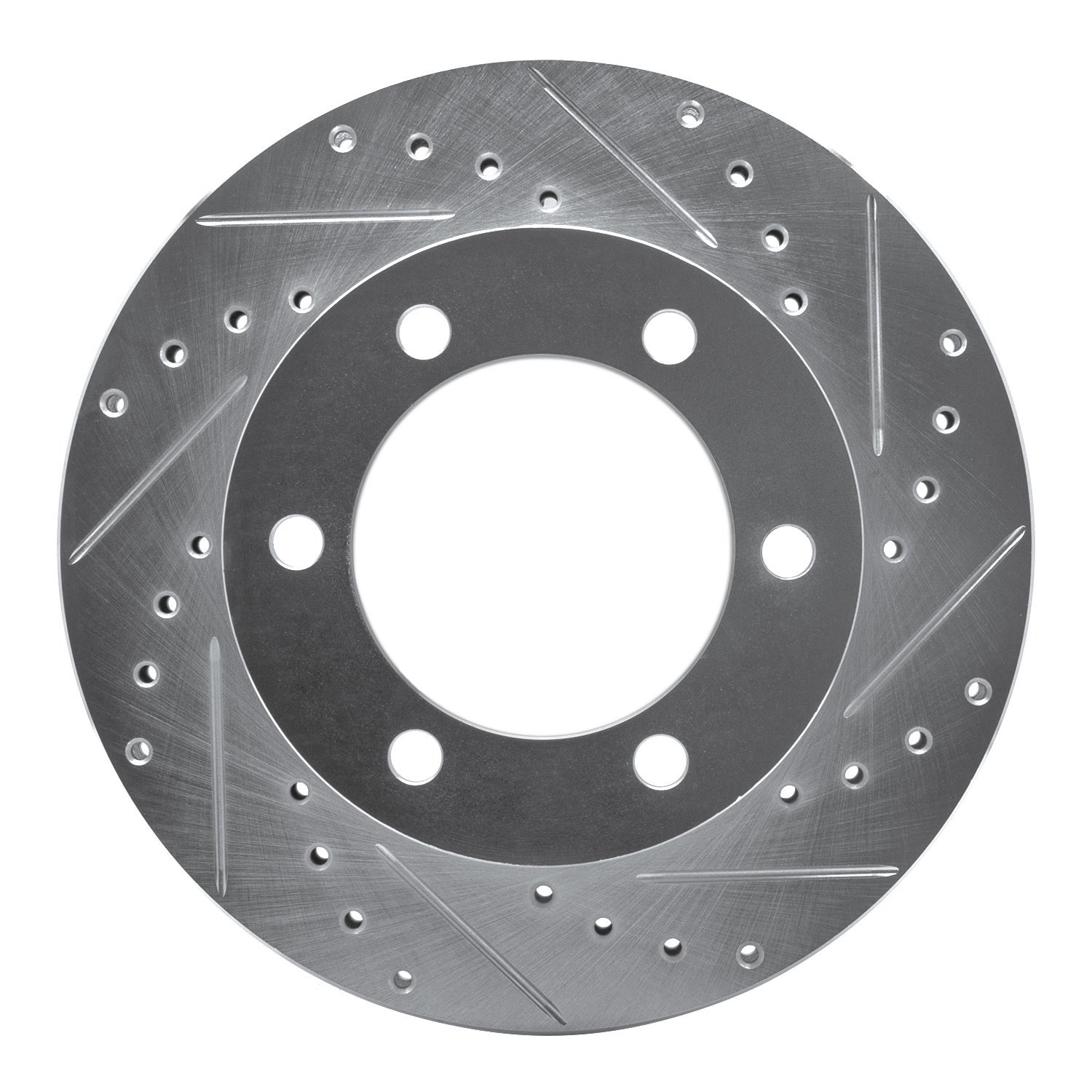 E-Line Drilled & Slotted Silver Brake Rotor, 1995-2004 Lexus/Toyota/Scion, Position: Front Right