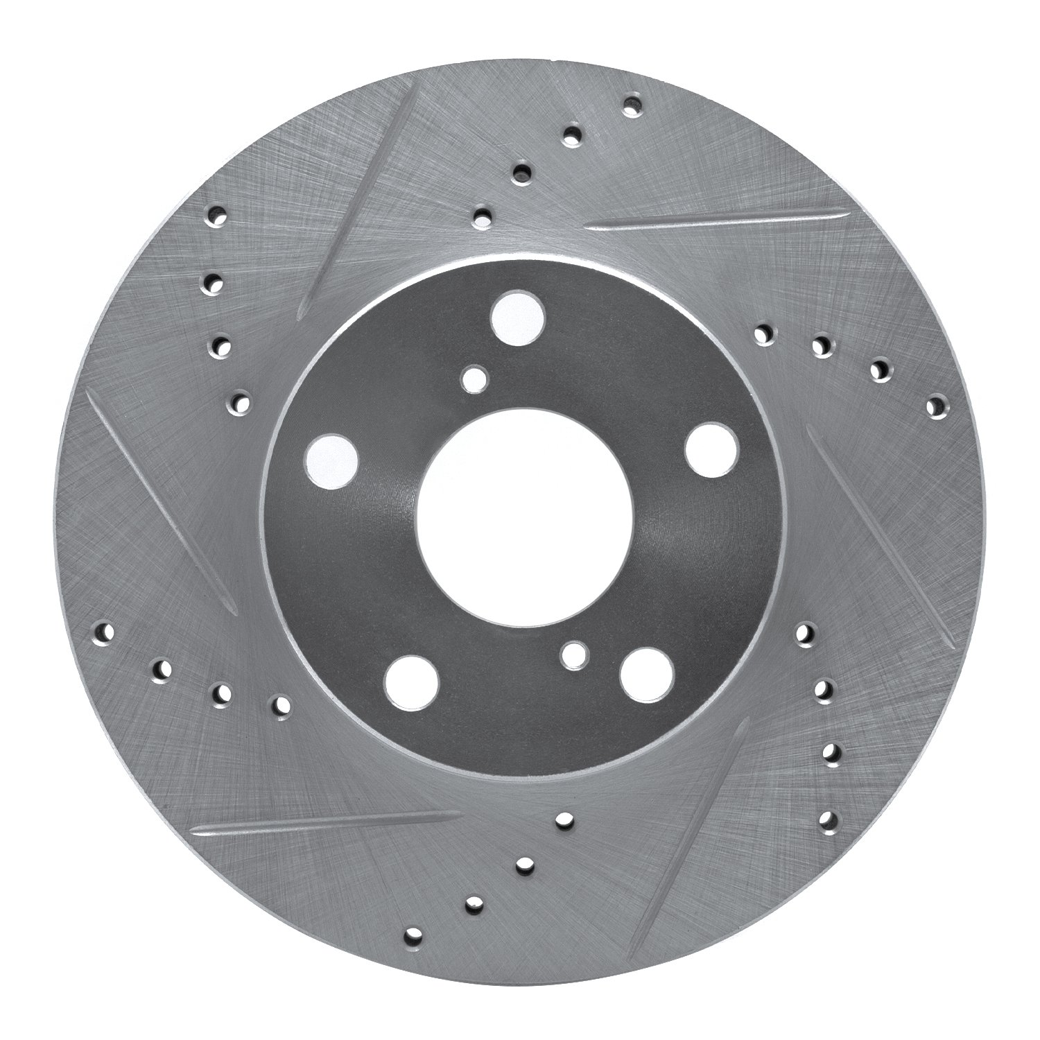 E-Line Drilled & Slotted Silver Brake Rotor, 2001-2005 Lexus/Toyota/Scion, Position: Front Left