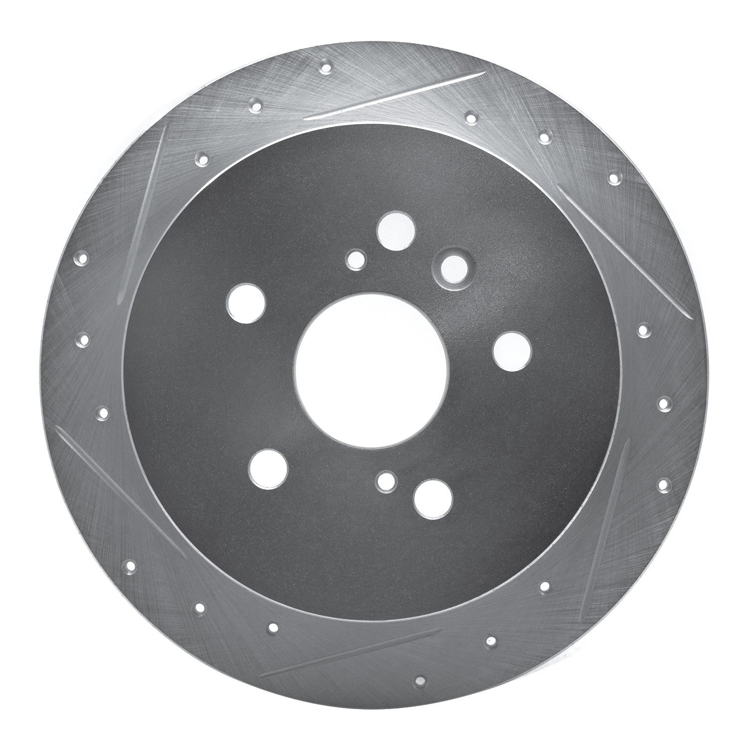 E-Line Drilled & Slotted Silver Brake Rotor, 2004-2009 Lexus/Toyota/Scion, Position: Rear Left