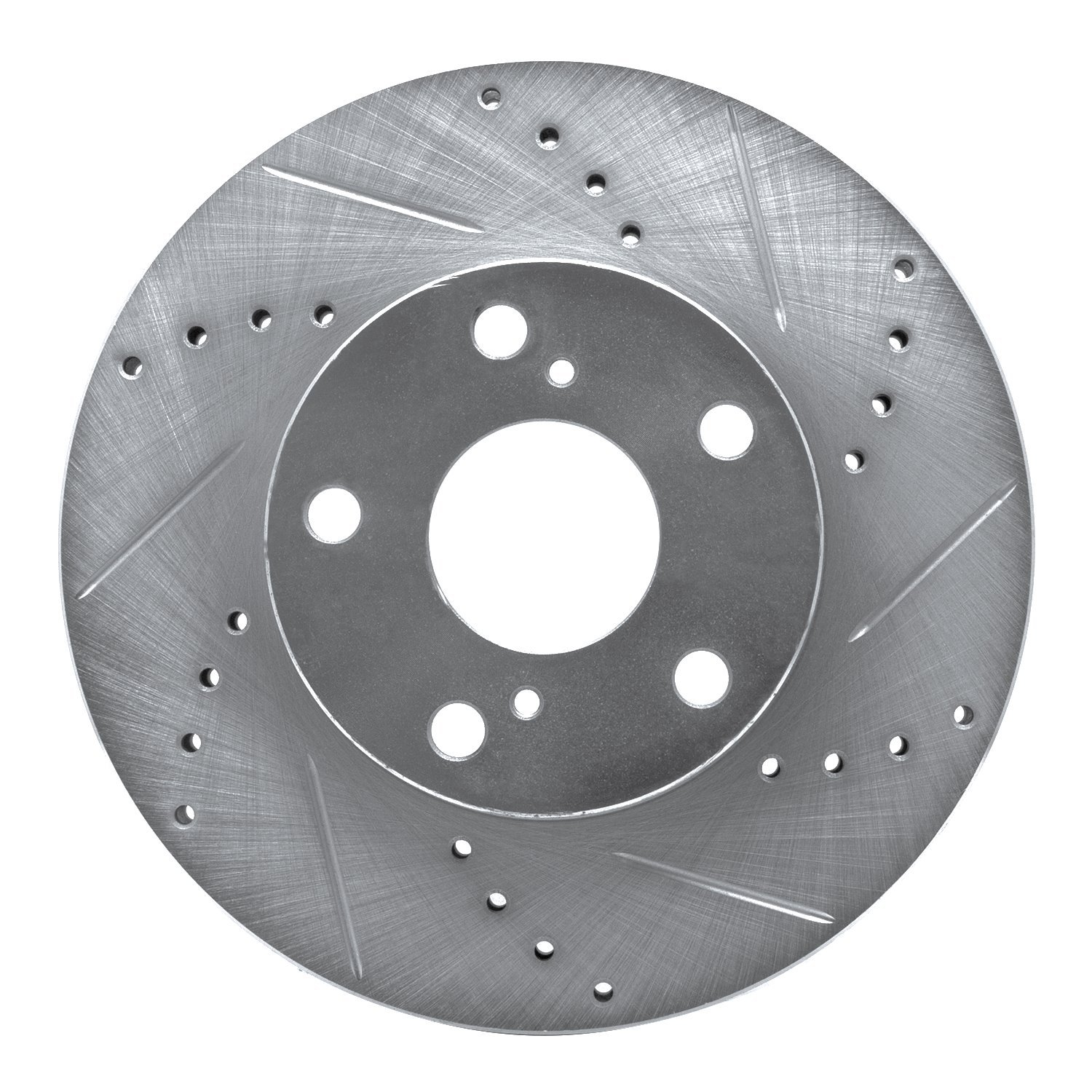 E-Line Drilled & Slotted Silver Brake Rotor, 2005-2015 Lexus/Toyota/Scion, Position: Front Right