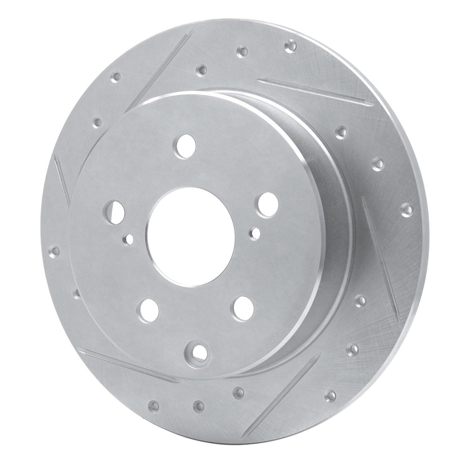 E-Line Drilled & Slotted Silver Brake Rotor, 2006-2018 Lexus/Toyota/Scion, Position: Rear Left