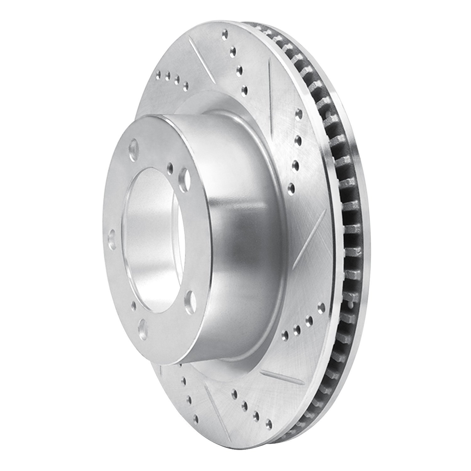 E-Line Drilled & Slotted Silver Brake Rotor, 2008-2021 Lexus/Toyota/Scion, Position: Front Right