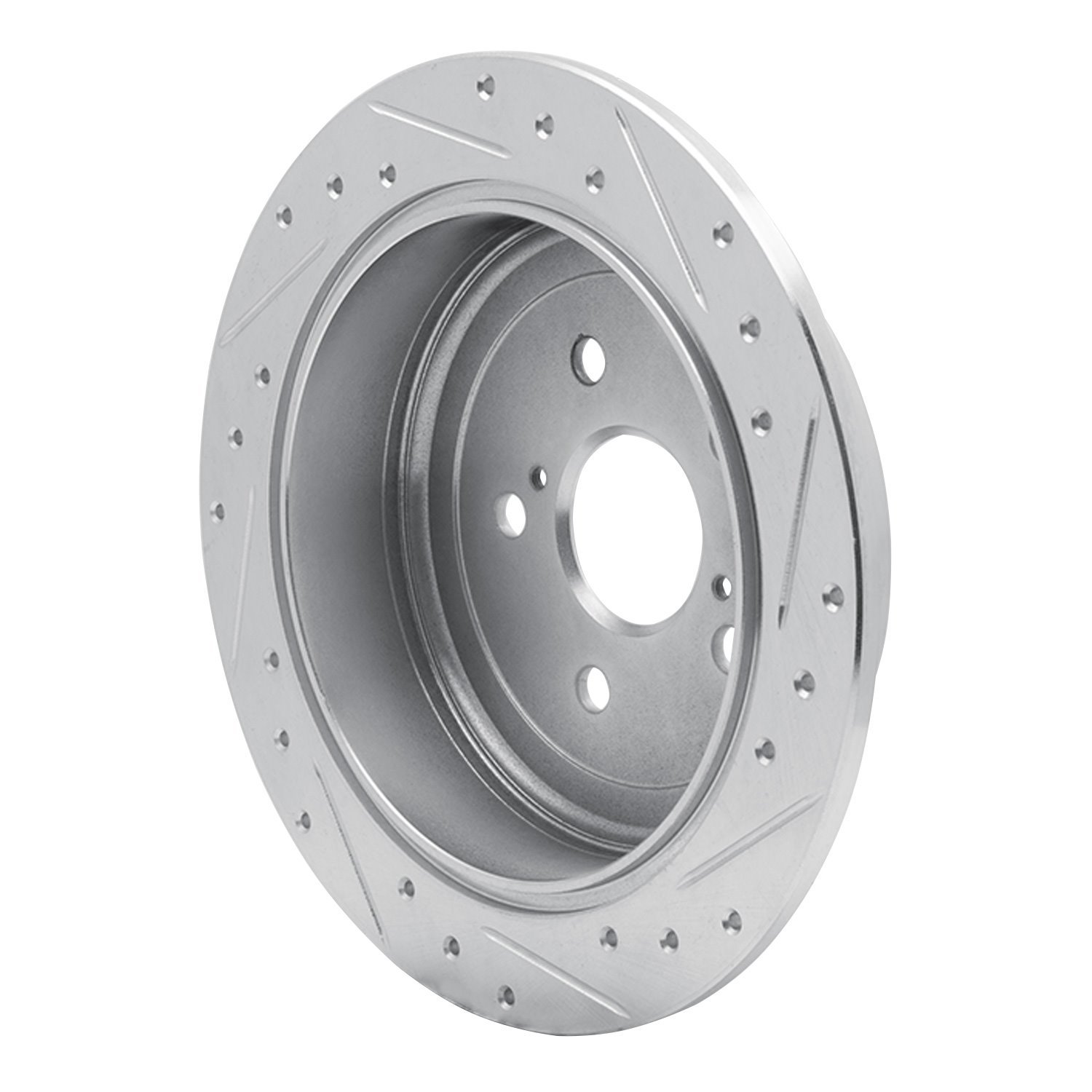 E-Line Drilled & Slotted Silver Brake Rotor, 2010-2020 Lexus/Toyota/Scion, Position: Rear Left