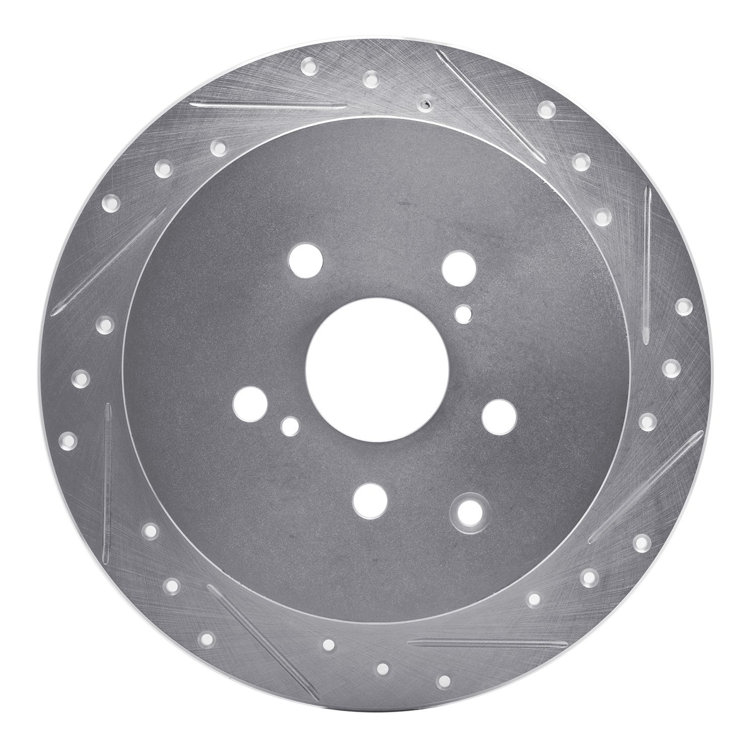 E-Line Drilled & Slotted Silver Brake Rotor, 2010-2020 Lexus/Toyota/Scion, Position: Rear Right