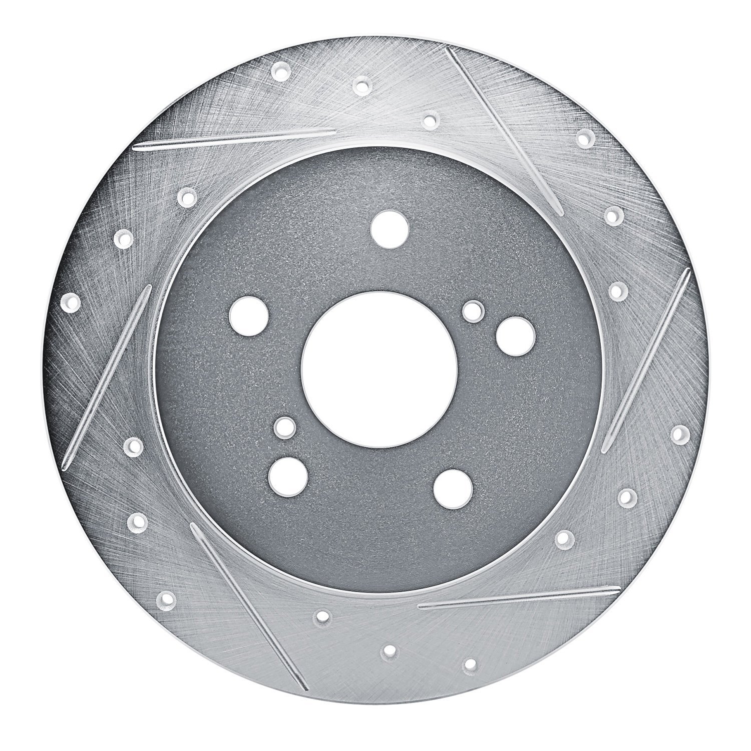 E-Line Drilled & Slotted Silver Brake Rotor, Fits Select Lexus/Toyota/Scion, Position: Rear Right