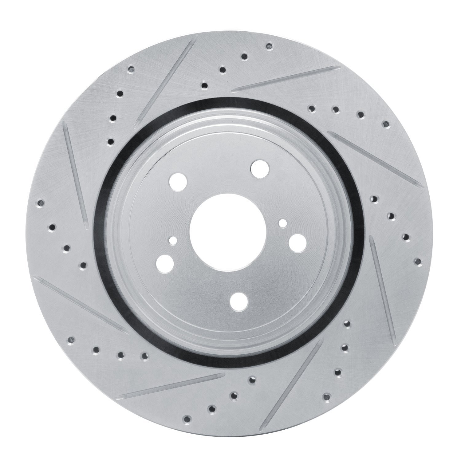 E-Line Drilled & Slotted Silver Brake Rotor, Fits Select Lexus/Toyota/Scion, Position: Front Left