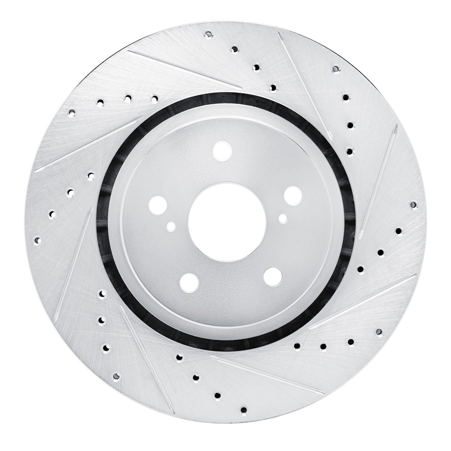 E-Line Drilled & Slotted Silver Brake Rotor, Fits Select Lexus/Toyota/Scion, Position: Front Right