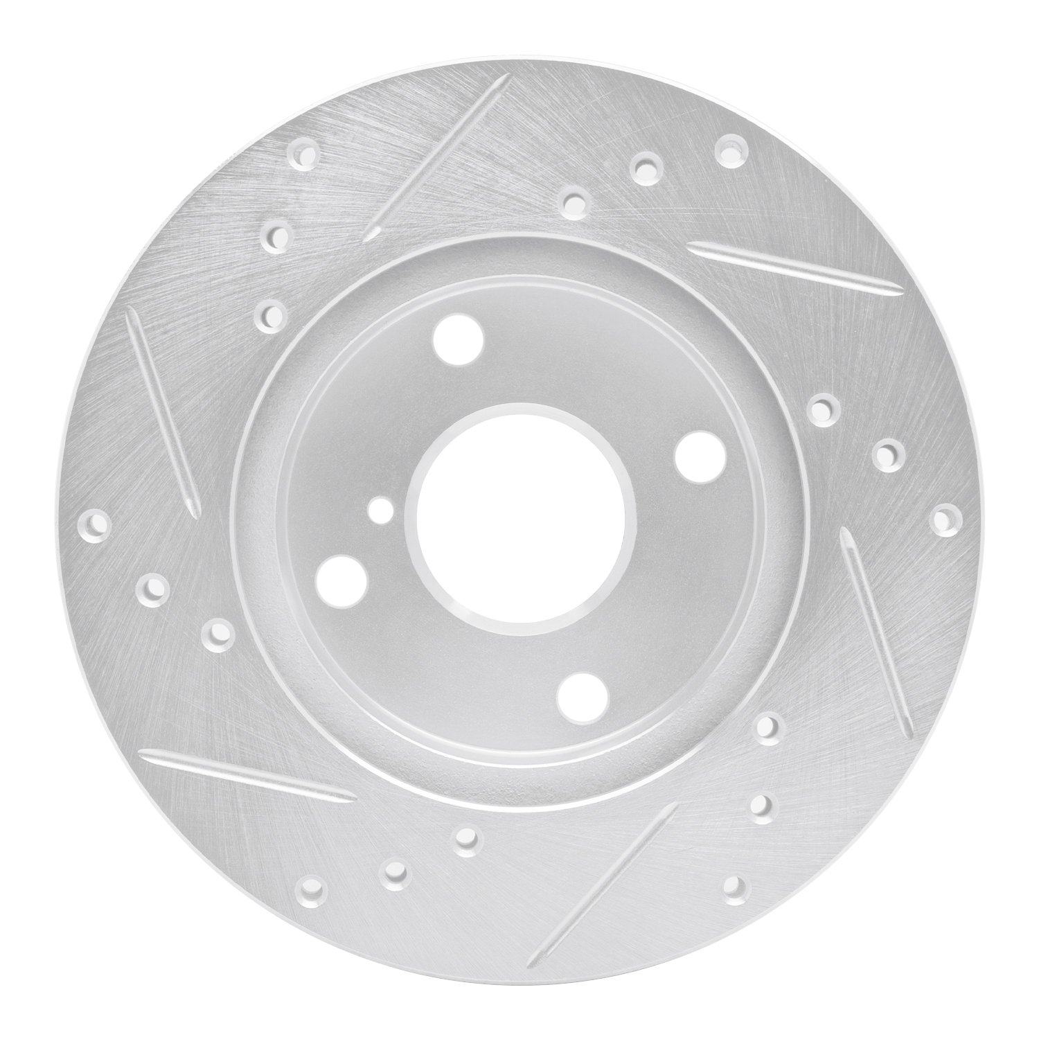 E-Line Drilled & Slotted Silver Brake Rotor, 1990-1993 Ford/Lincoln/Mercury/Mazda, Position: Front Right